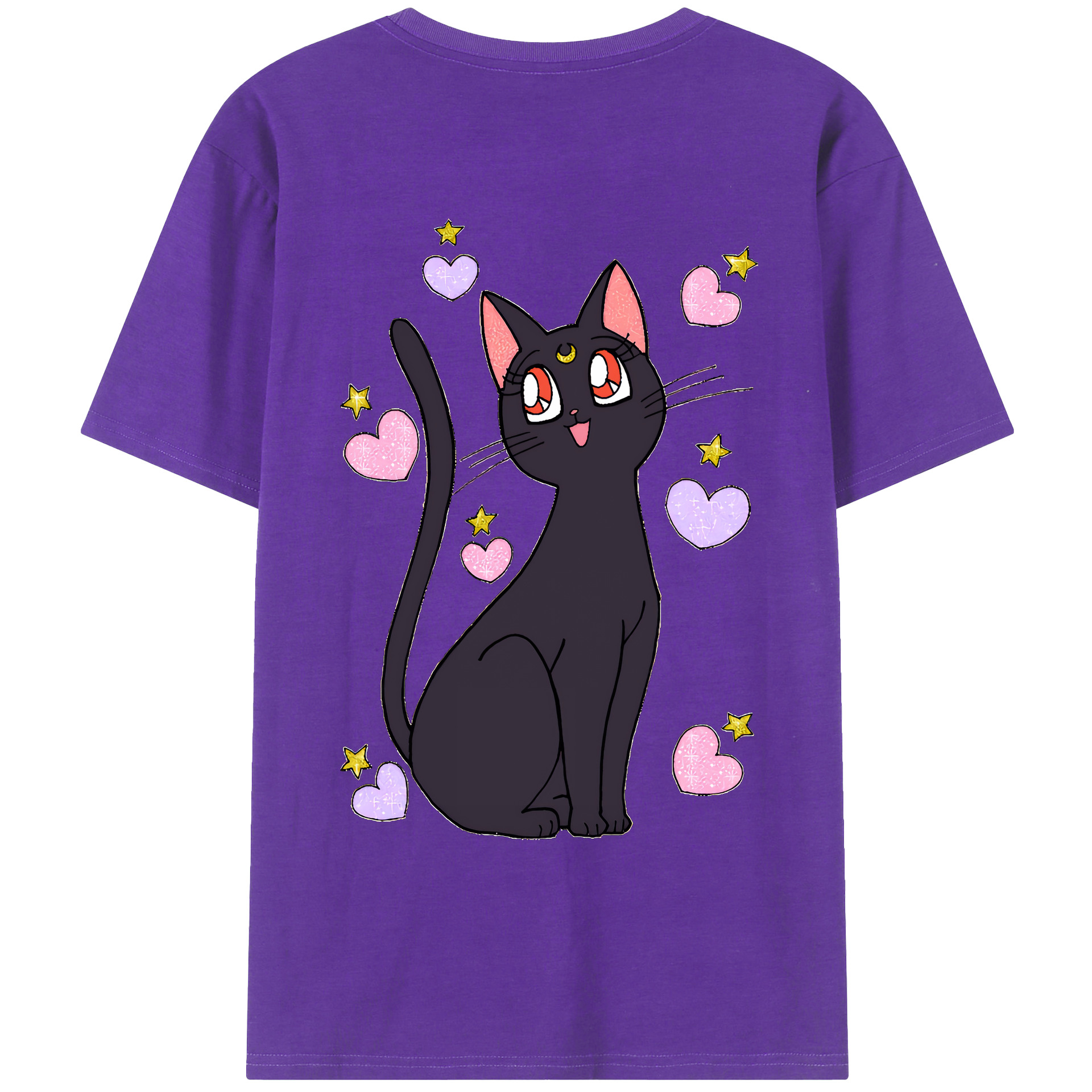 （画像用） 美少女戦士セーラームーン Sailor Moon 綿100％ メンズ半袖Tシャツ（バックプリント） 通気性