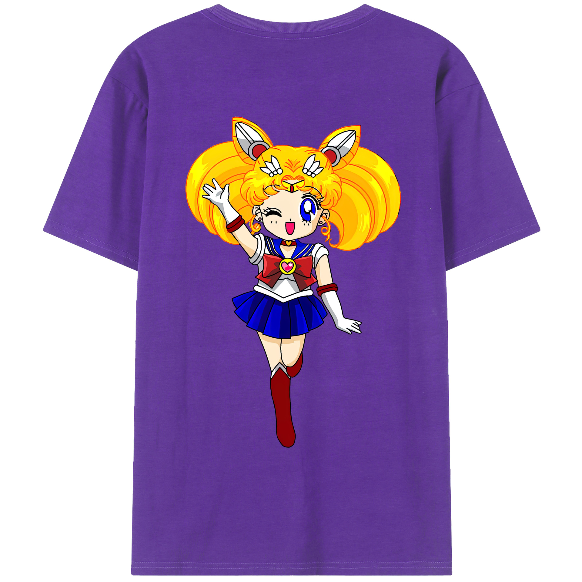 （画像用） 美少女戦士セーラームーン 月野 うさぎ つきの うさぎ Sailor Moon Tsukino Usagi 綿100％ メンズ半袖Tシャツ（バックプリント） 通気性