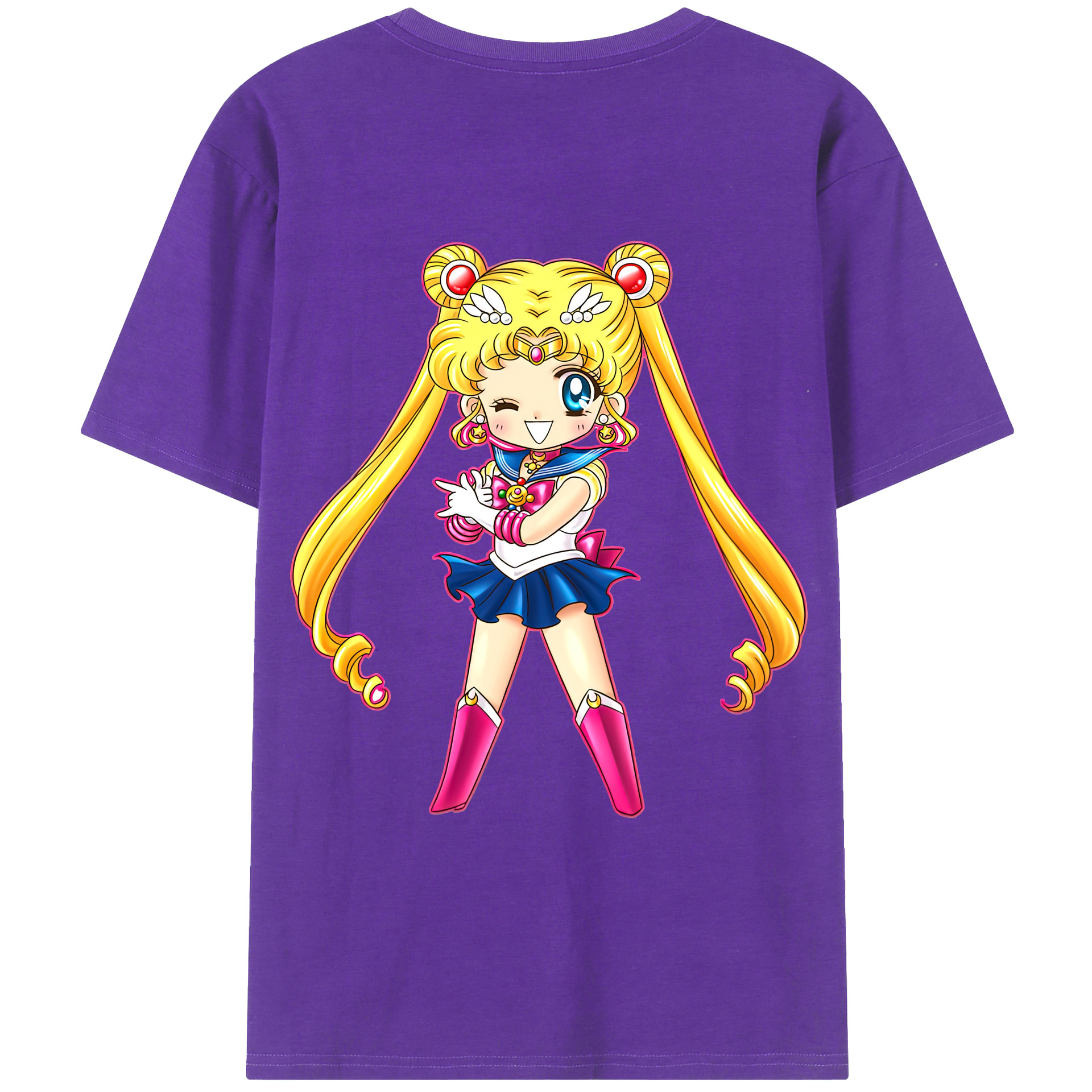 （画像用） 美少女戦士セーラームーン 月野 うさぎ つきの うさぎ Sailor Moon Tsukino Usagi 綿100％ メンズ半袖Tシャツ（バックプリント） 通気性