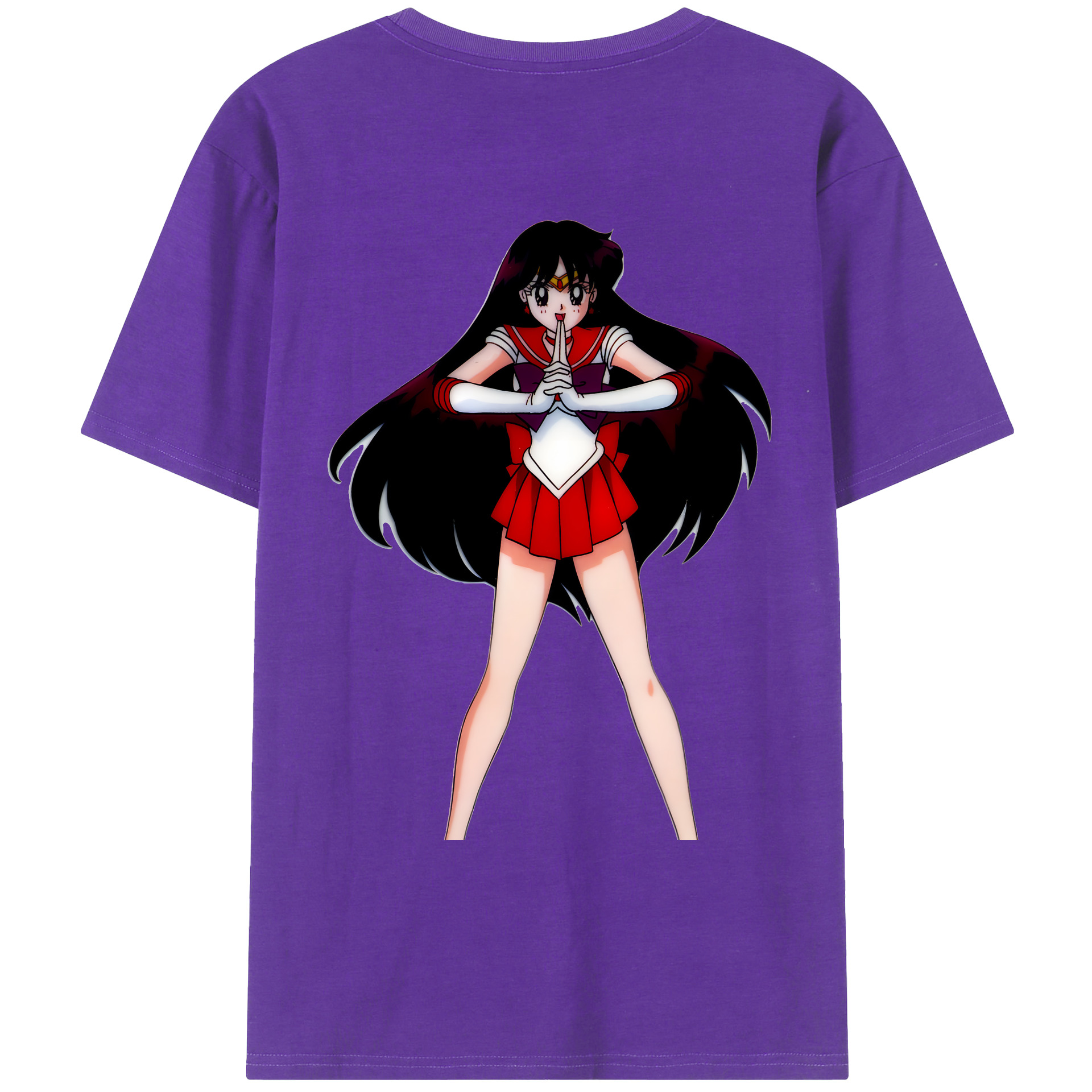 （画像用） 美少女戦士セーラームーン 火野レイ ひの レイ Sailor Moon Hino Rei （セーラーマーズ,Sailor Mars） 綿100％ メンズ半袖Tシャツ（バックプリント） 通気性