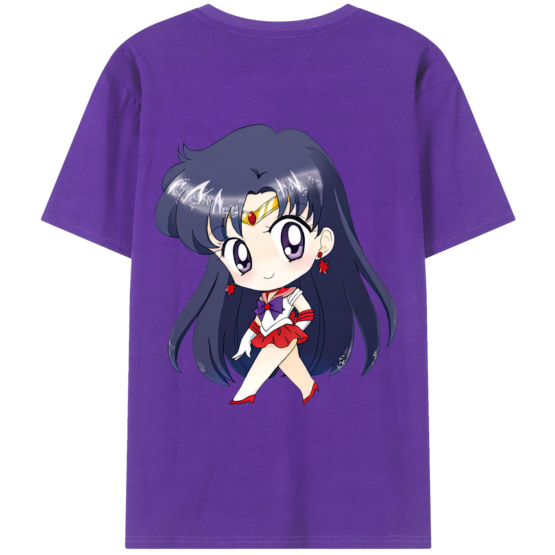 （画像用） 美少女戦士セーラームーン 火野レイ ひの レイ Sailor Moon Hino Rei （セーラーマーズ,Sailor Mars） 綿100％ メンズ半袖Tシャツ（バックプリント） 通気性