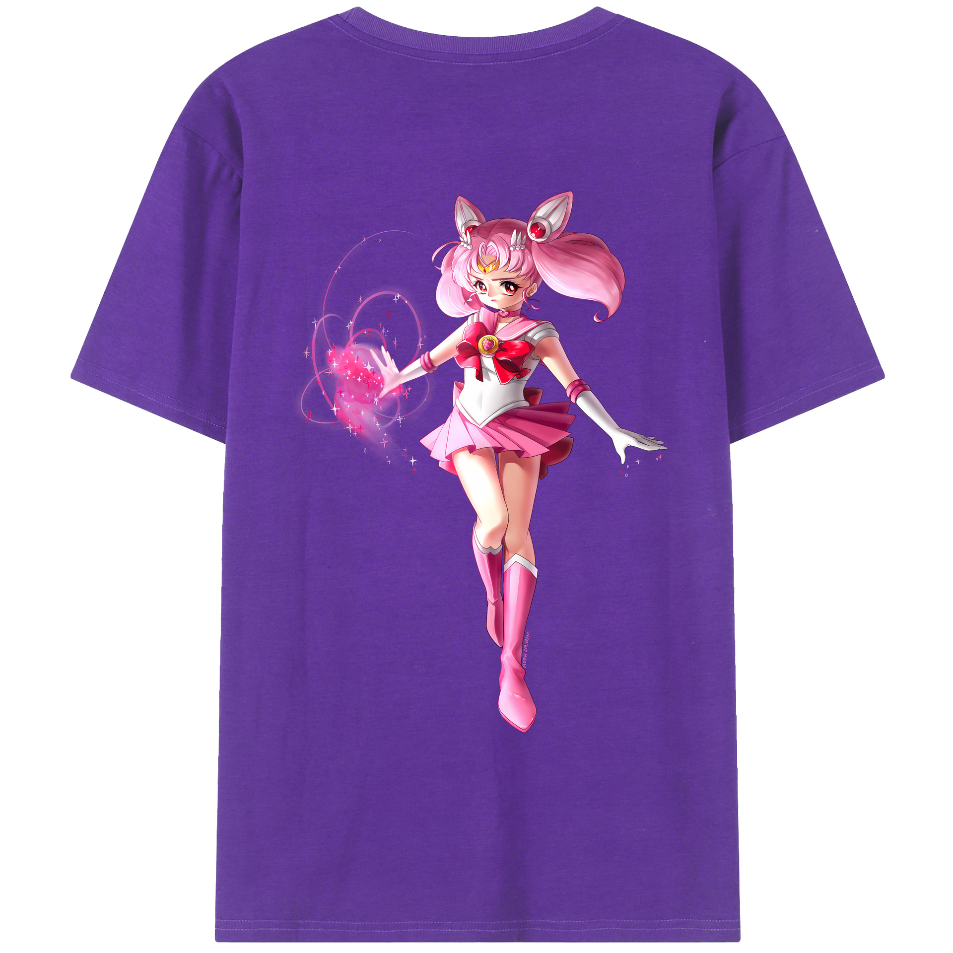 （画像用） 美少女戦士セーラームーン ちびうさ Sailor Moon Chibiusa Tsukino Usagi Small Lady Serenity 綿100％ メンズ半袖Tシャツ（バックプリント） 通気性