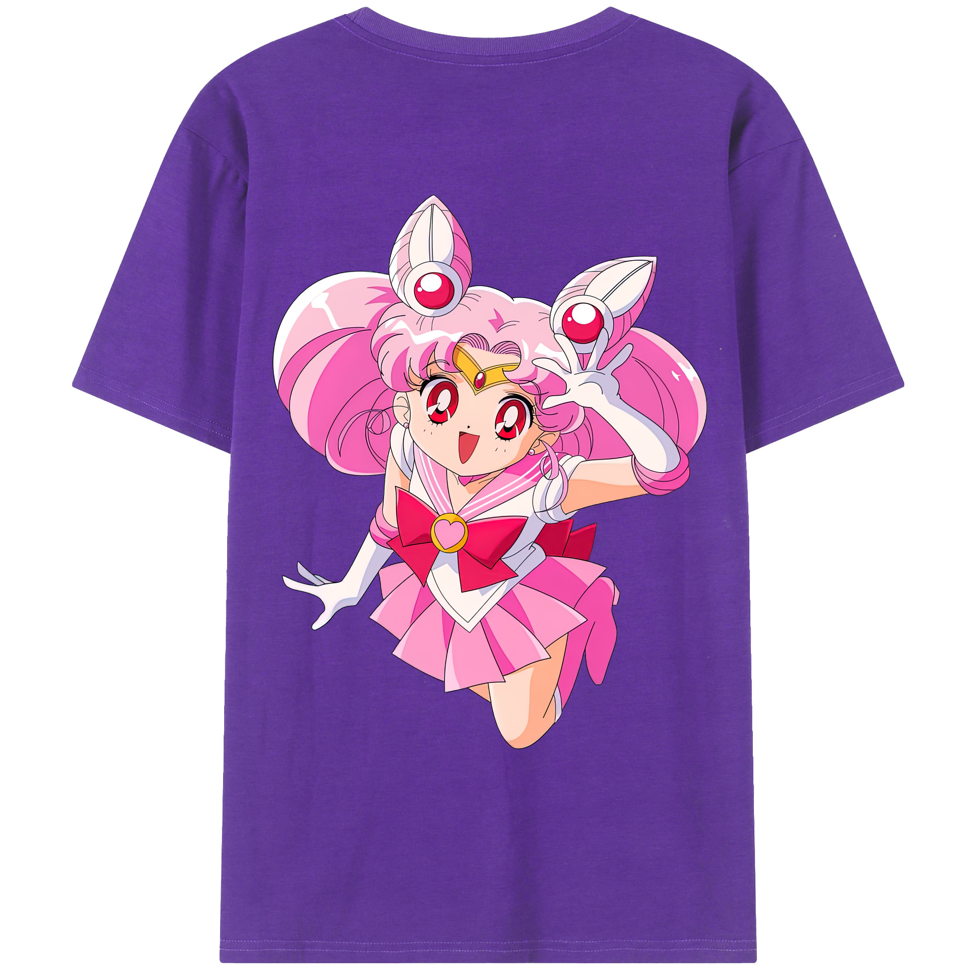 （画像用） 美少女戦士セーラームーン ちびうさ Sailor Moon Chibiusa Tsukino Usagi Small Lady Serenity 綿100％ メンズ半袖Tシャツ（バックプリント） 通気性