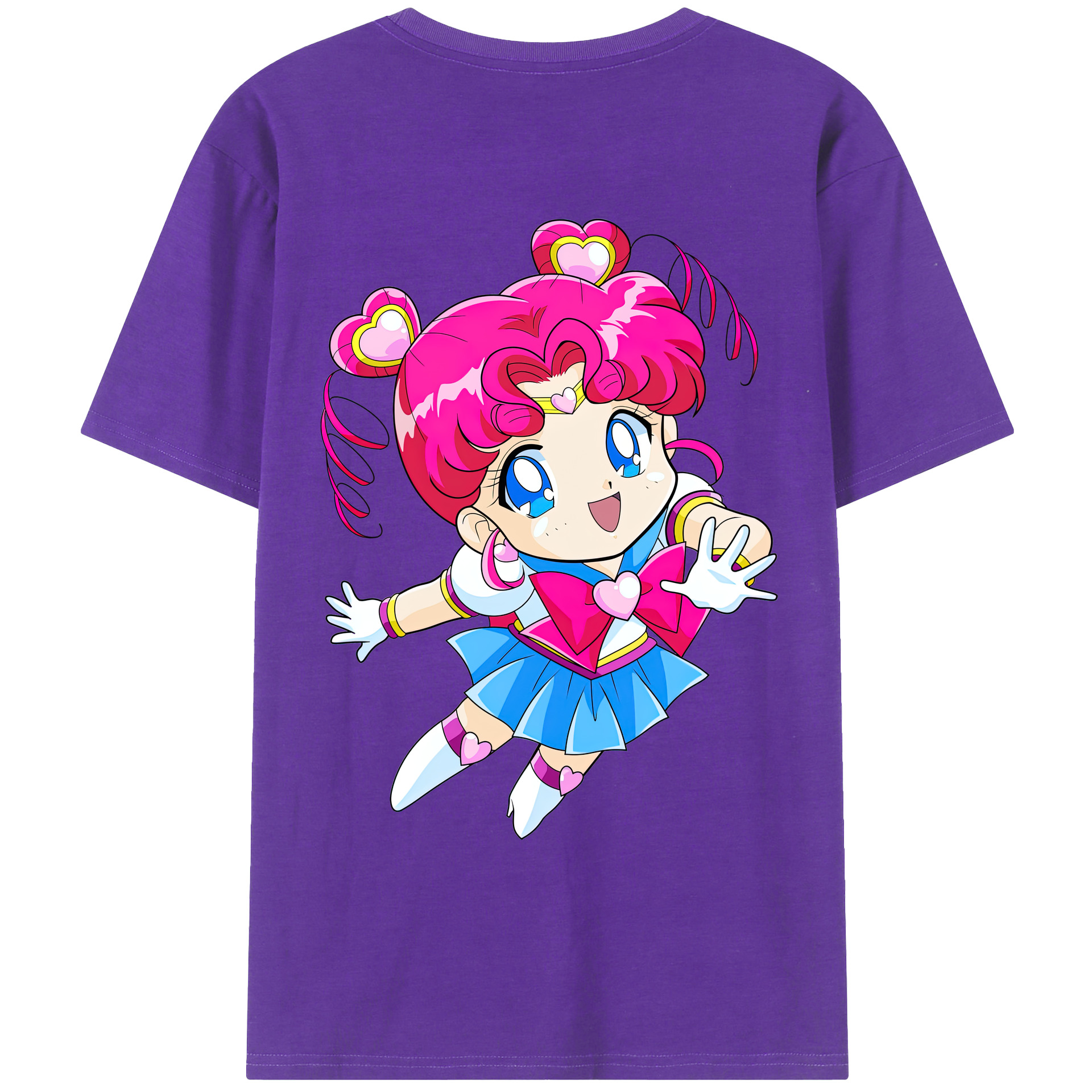 （画像用） 美少女戦士セーラームーン ちびうさ Sailor Moon Chibiusa Tsukino Usagi Small Lady Serenity 綿100％ メンズ半袖Tシャツ（バックプリント） 通気性