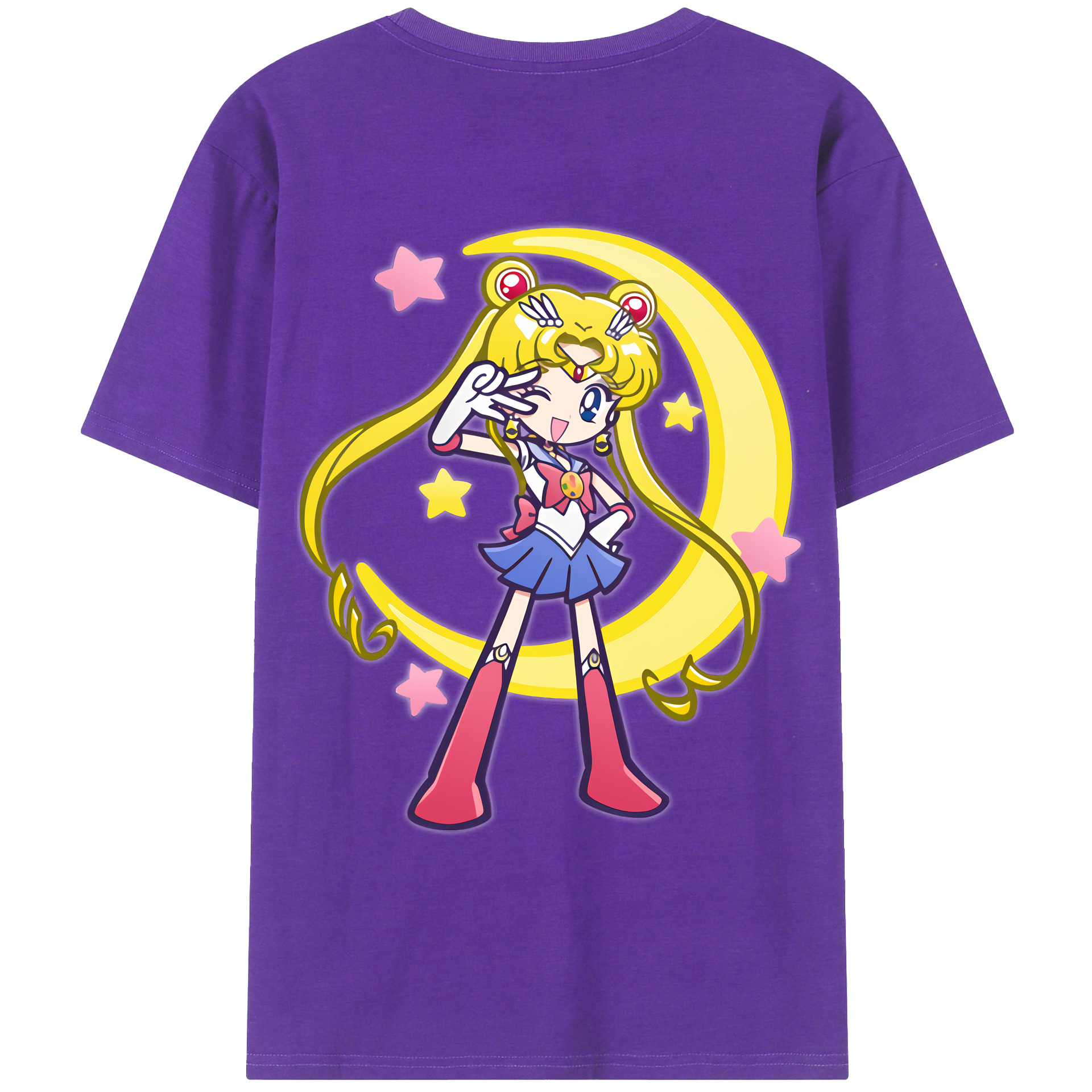 （画像用） 美少女戦士セーラームーン 月野 うさぎ つきの うさぎ Sailor Moon Tsukino Usagi 綿100％ メンズ半袖Tシャツ（バックプリント） 通気性