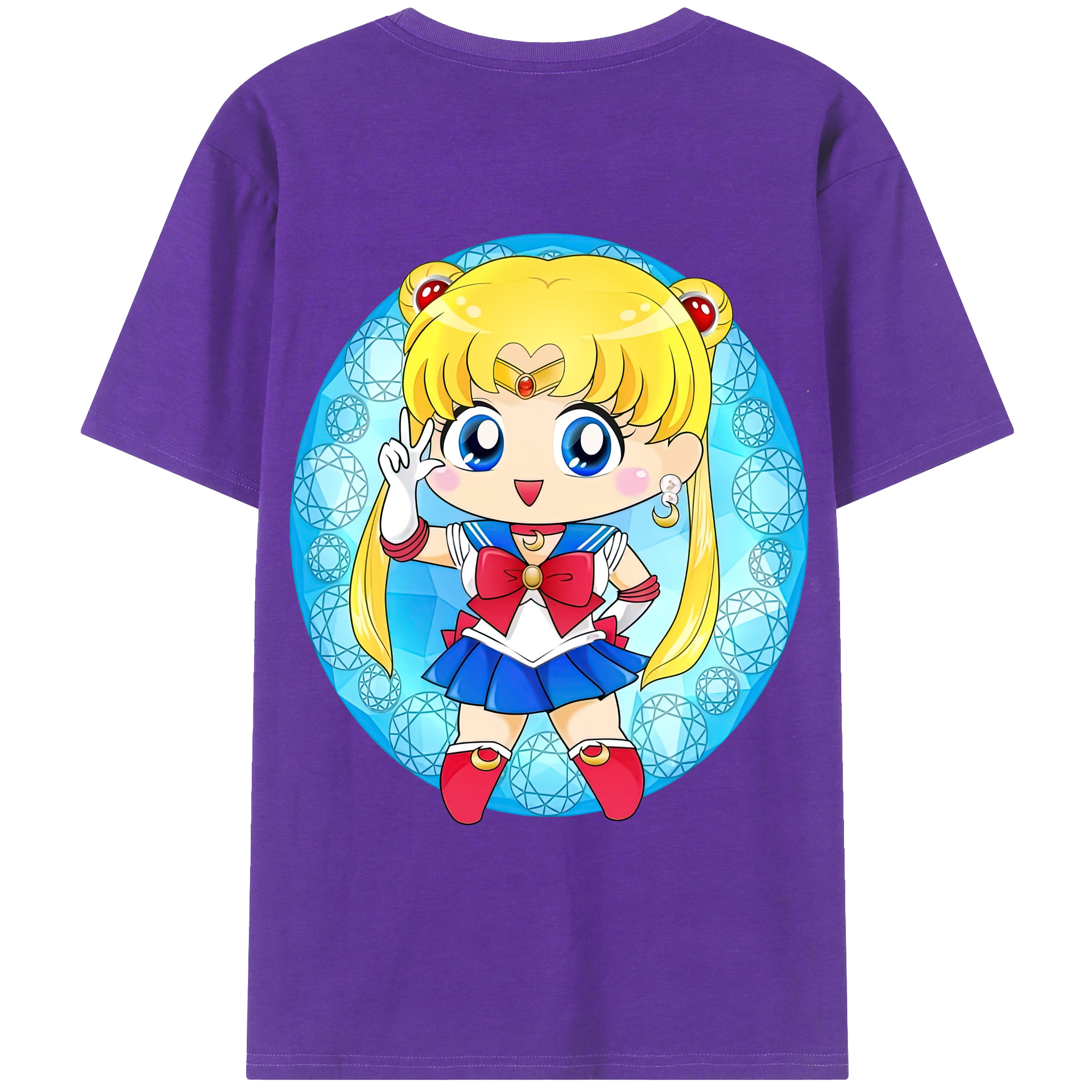 （画像用） 美少女戦士セーラームーン 月野 うさぎ つきの うさぎ Sailor Moon Tsukino Usagi 綿100％ メンズ半袖Tシャツ（バックプリント） 通気性