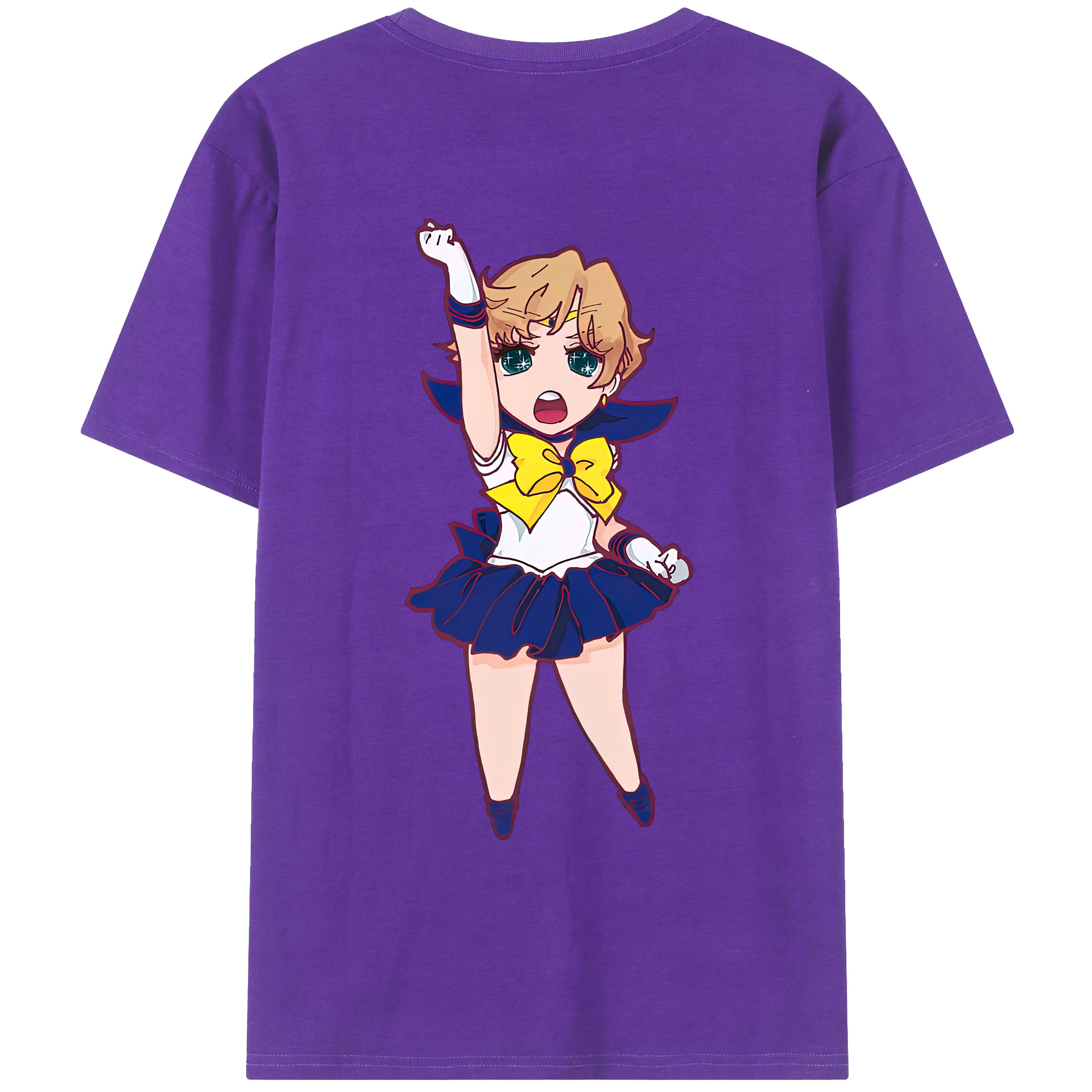 （画像用） 美少女戦士セーラームーン 天王はるか Sailor Moon Tenoh Haruka 綿100％ メンズ半袖Tシャツ（バックプリント） 通気性