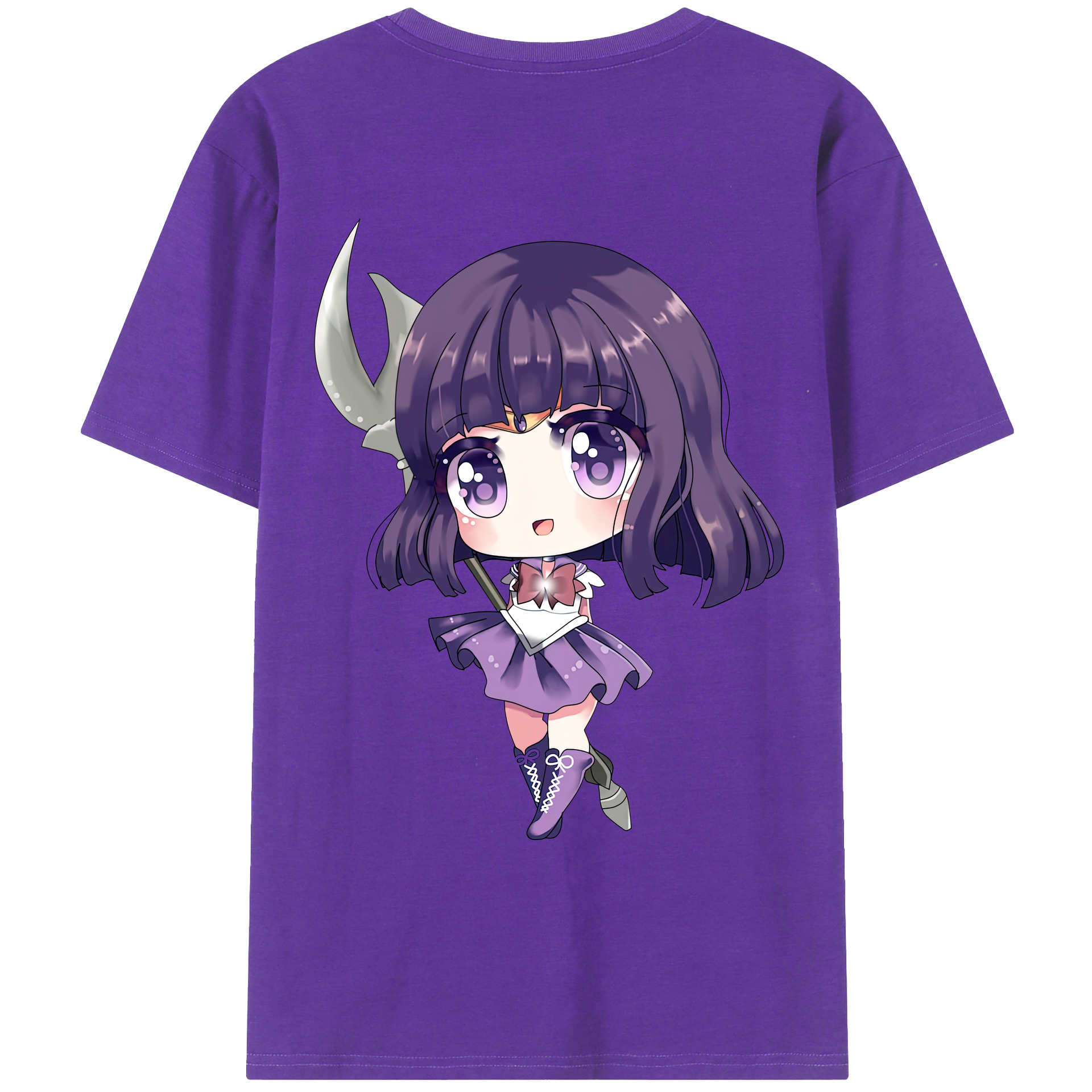 （画像用） 美少女戦士セーラームーン 土萠ほたる Sailor Moon Tomoe Hotaru （セーラーサターン；Sailor Saturn） 綿100％ メンズ半袖Tシャツ（バックプリント） 通気性