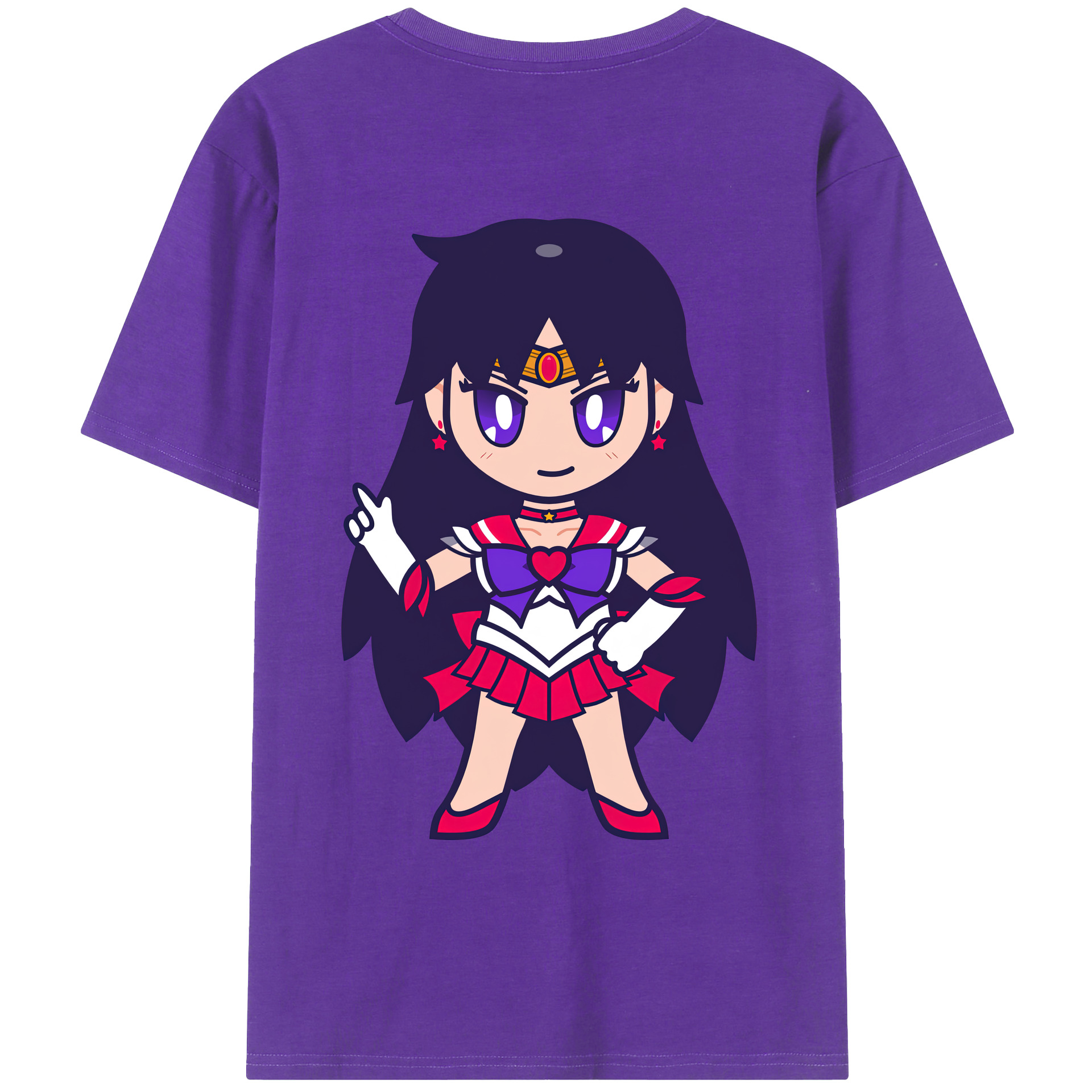 （画像用） 美少女戦士セーラームーン 火野レイ ひの レイ Sailor Moon Hino Rei （セーラーマーズ,Sailor Mars） 綿100％ メンズ半袖Tシャツ（バックプリント） 通気性