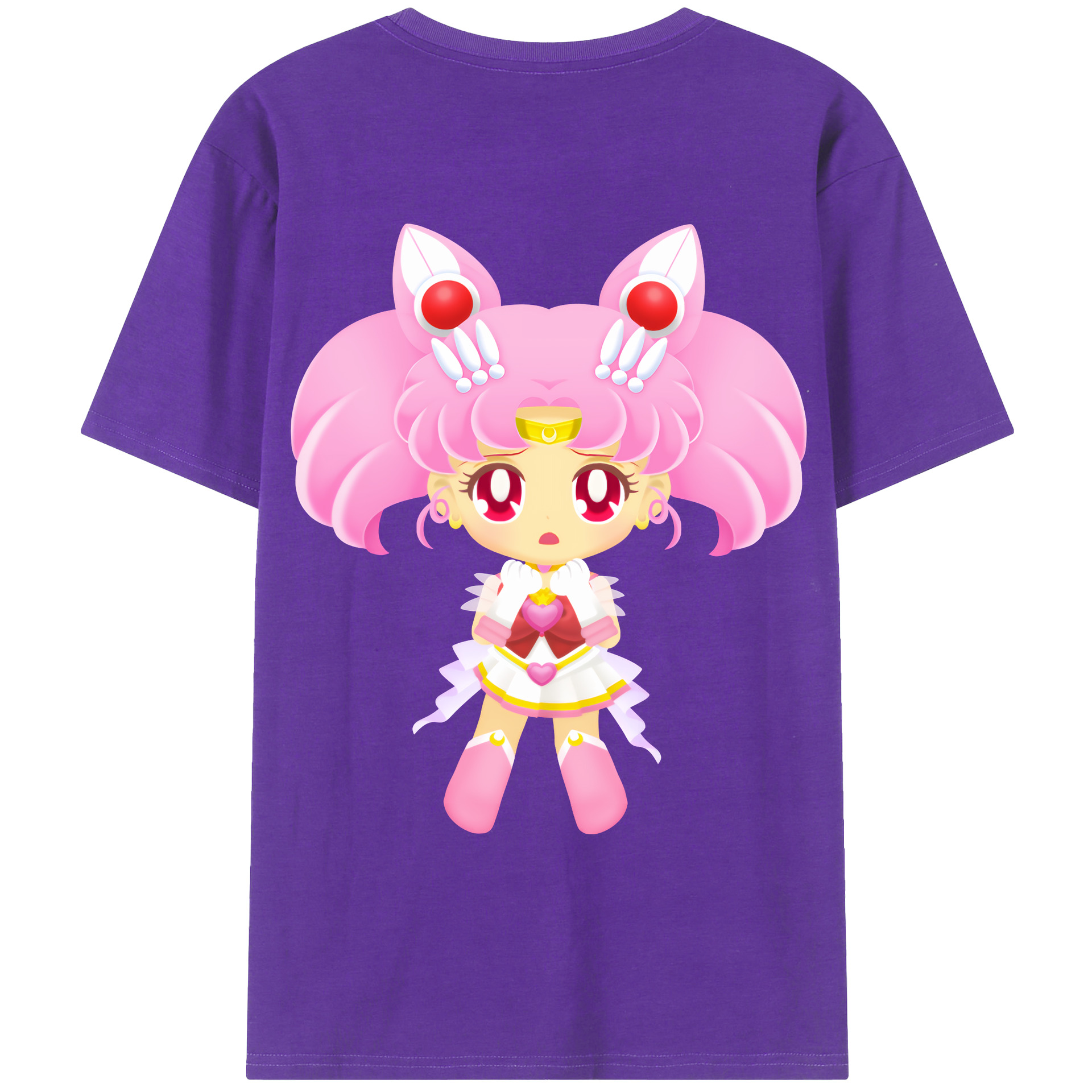 （画像用） 美少女戦士セーラームーン ちびうさ Sailor Moon Chibiusa Tsukino Usagi Small Lady Serenity 綿100％ メンズ半袖Tシャツ（バックプリント） 通気性