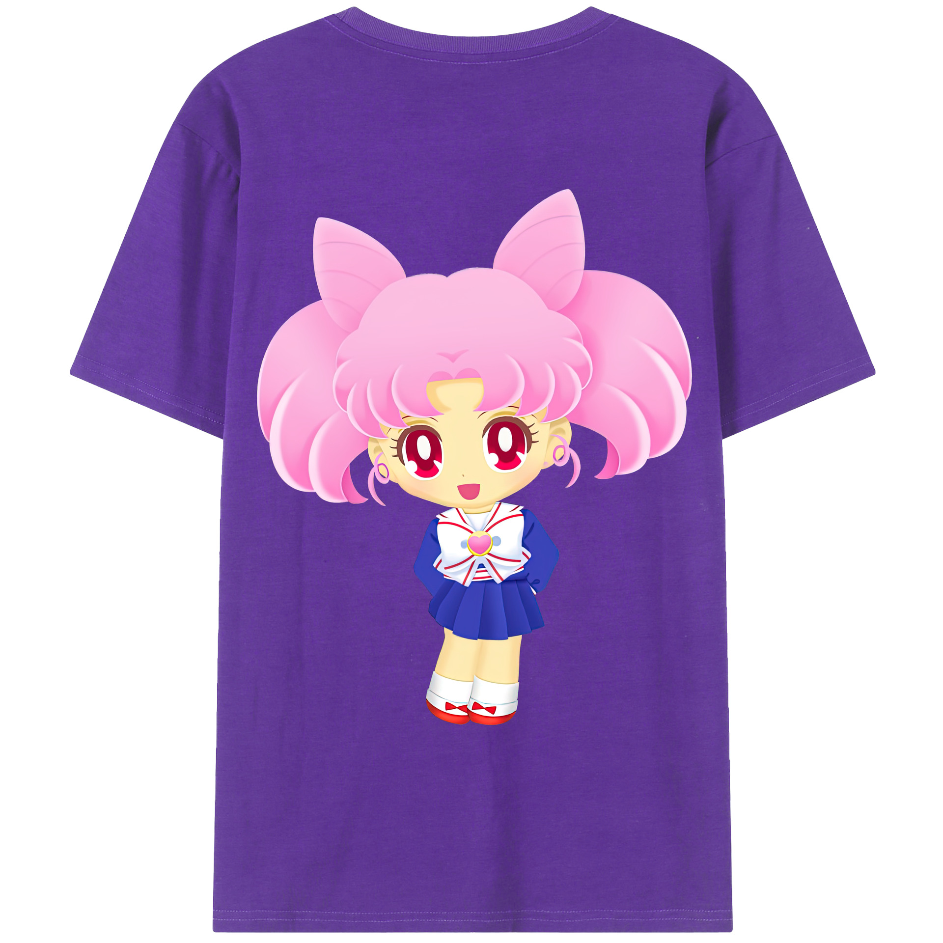 （画像用） 美少女戦士セーラームーン ちびうさ Sailor Moon Chibiusa Tsukino Usagi Small Lady Serenity 綿100％ メンズ半袖Tシャツ（バックプリント） 通気性