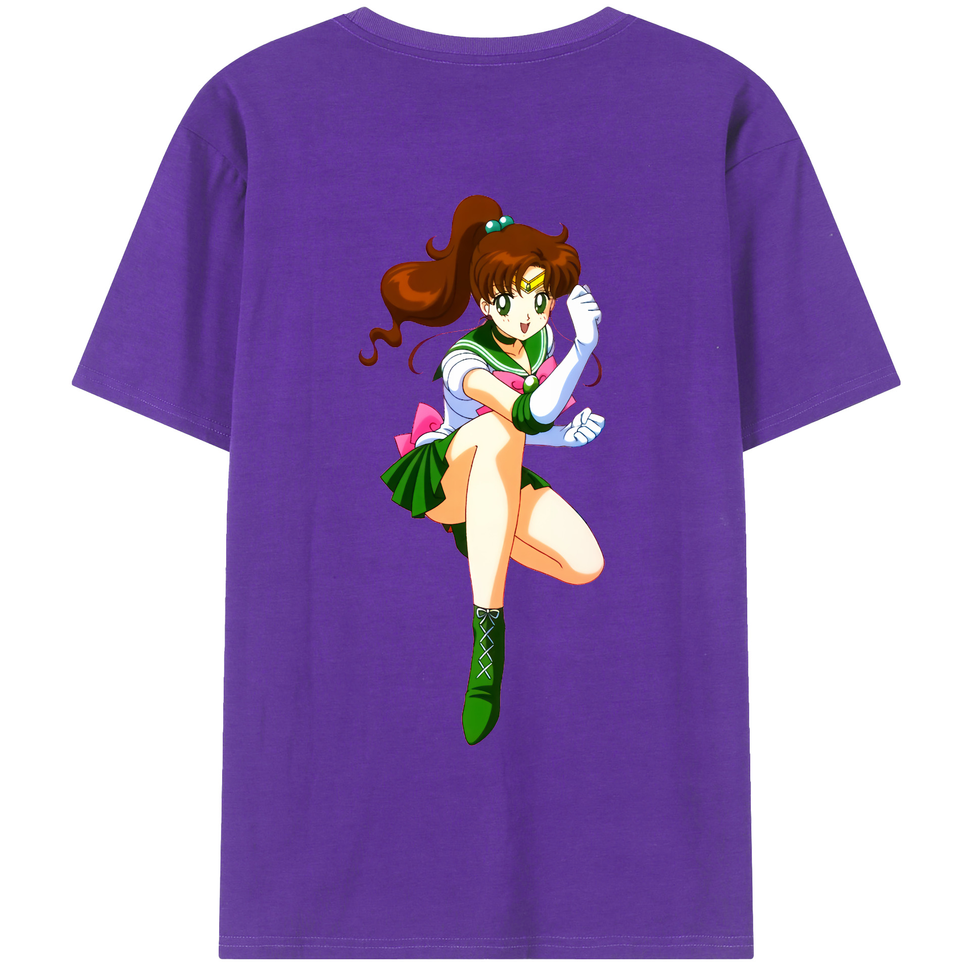 （画像用） 美少女戦士セーラームーン 木野 まこと きの まこと Sailor Moon Kino Makoto （セーラージュピター；Sailor Jupiter） 綿100％ メンズ半袖Tシャツ（バックプリント） 通気性