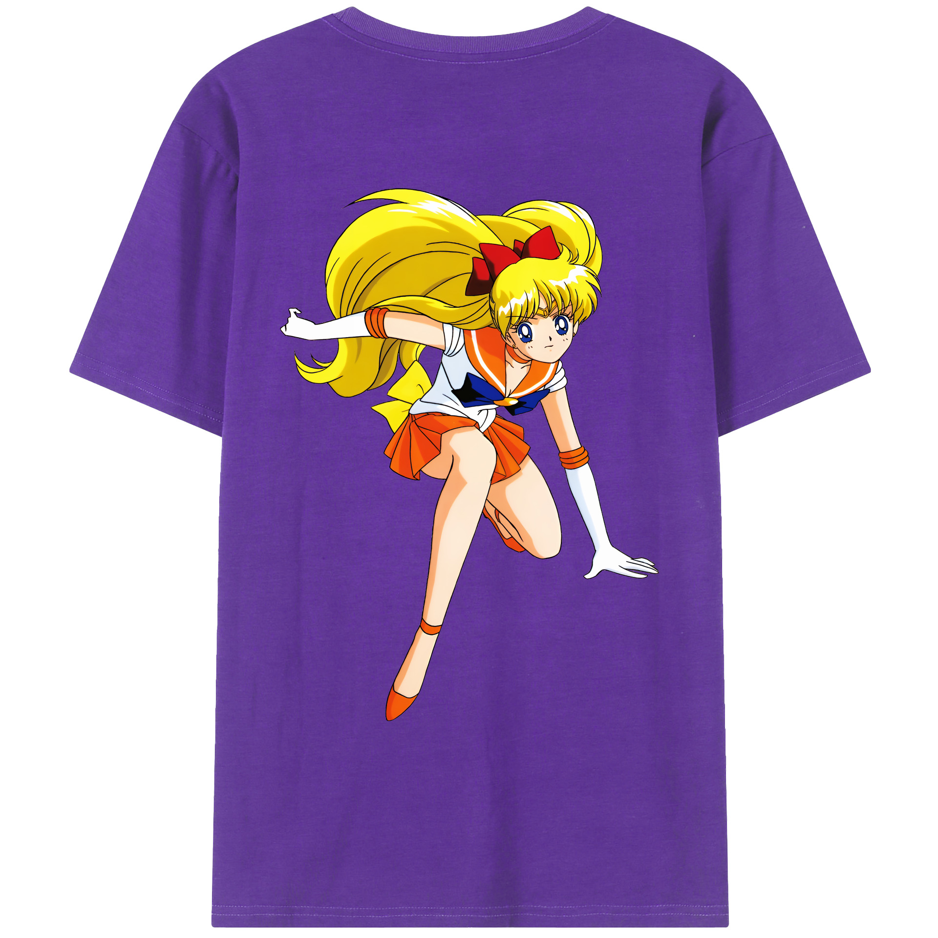 （画像用） 美少女戦士セーラームーン 愛野 美奈子 あいの みなこ Sailor Moon Aino Minako 綿100％ メンズ半袖Tシャツ（バックプリント） 通気性