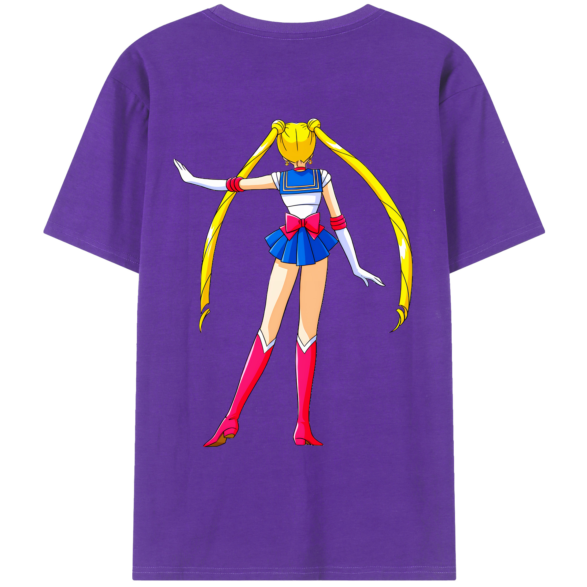 （画像用） 美少女戦士セーラームーン 月野 うさぎ つきの うさぎ Sailor Moon Tsukino Usagi 綿100％ メンズ半袖Tシャツ（バックプリント） 通気性