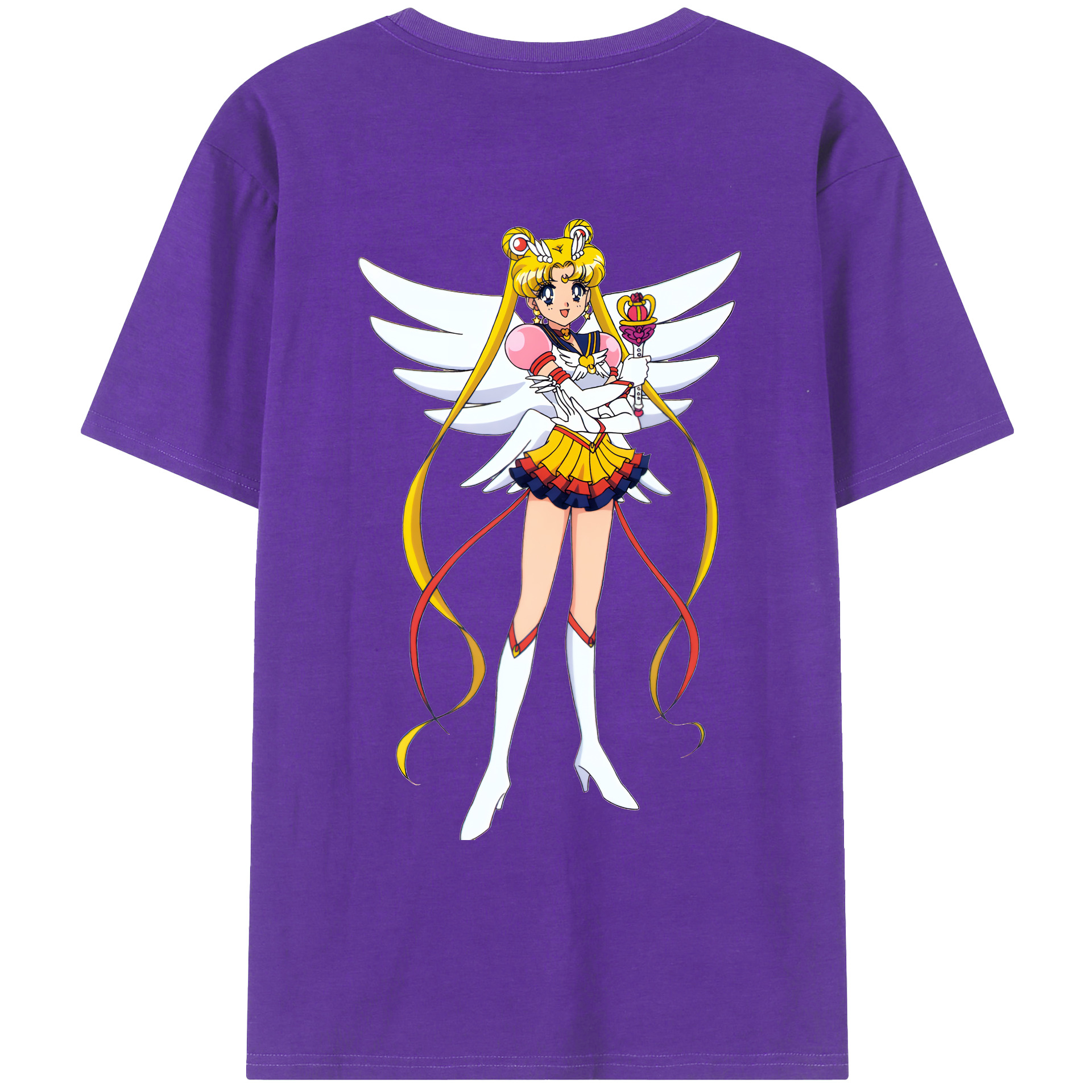 （画像用） 美少女戦士セーラームーン 月野 うさぎ つきの うさぎ Sailor Moon Tsukino Usagi 綿100％ メンズ半袖Tシャツ（バックプリント） 通気性