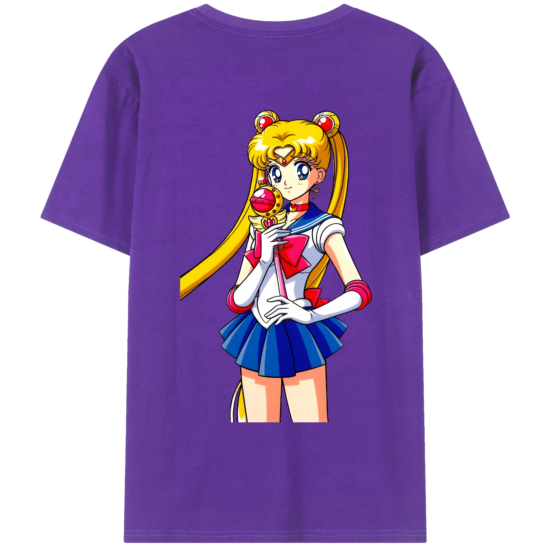 （画像用） 美少女戦士セーラームーン 月野 うさぎ つきの うさぎ Sailor Moon Tsukino Usagi 綿100％ メンズ半袖Tシャツ（バックプリント） 通気性