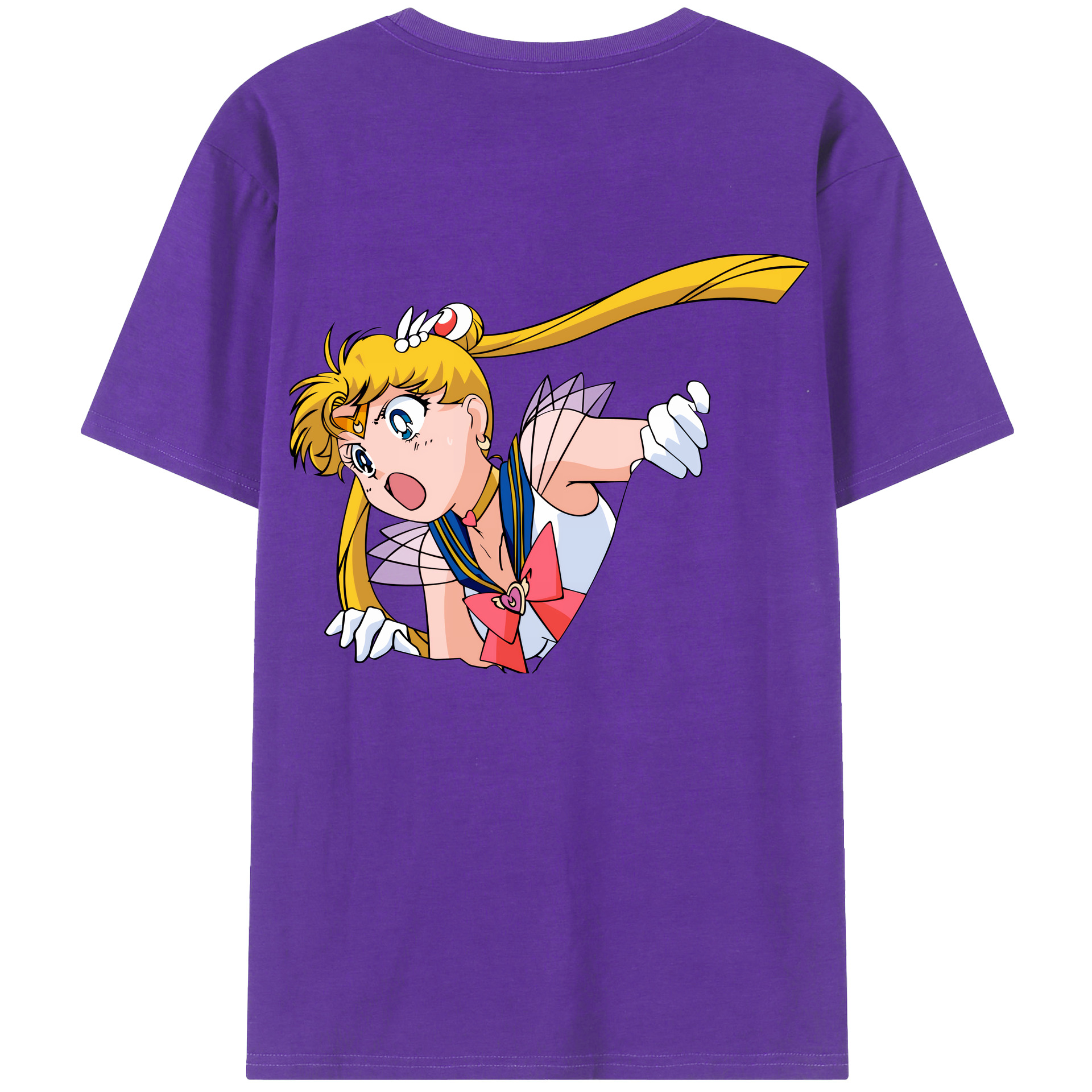 （画像用） 美少女戦士セーラームーン 月野 うさぎ つきの うさぎ Sailor Moon Tsukino Usagi 綿100％ メンズ半袖Tシャツ（バックプリント） 通気性