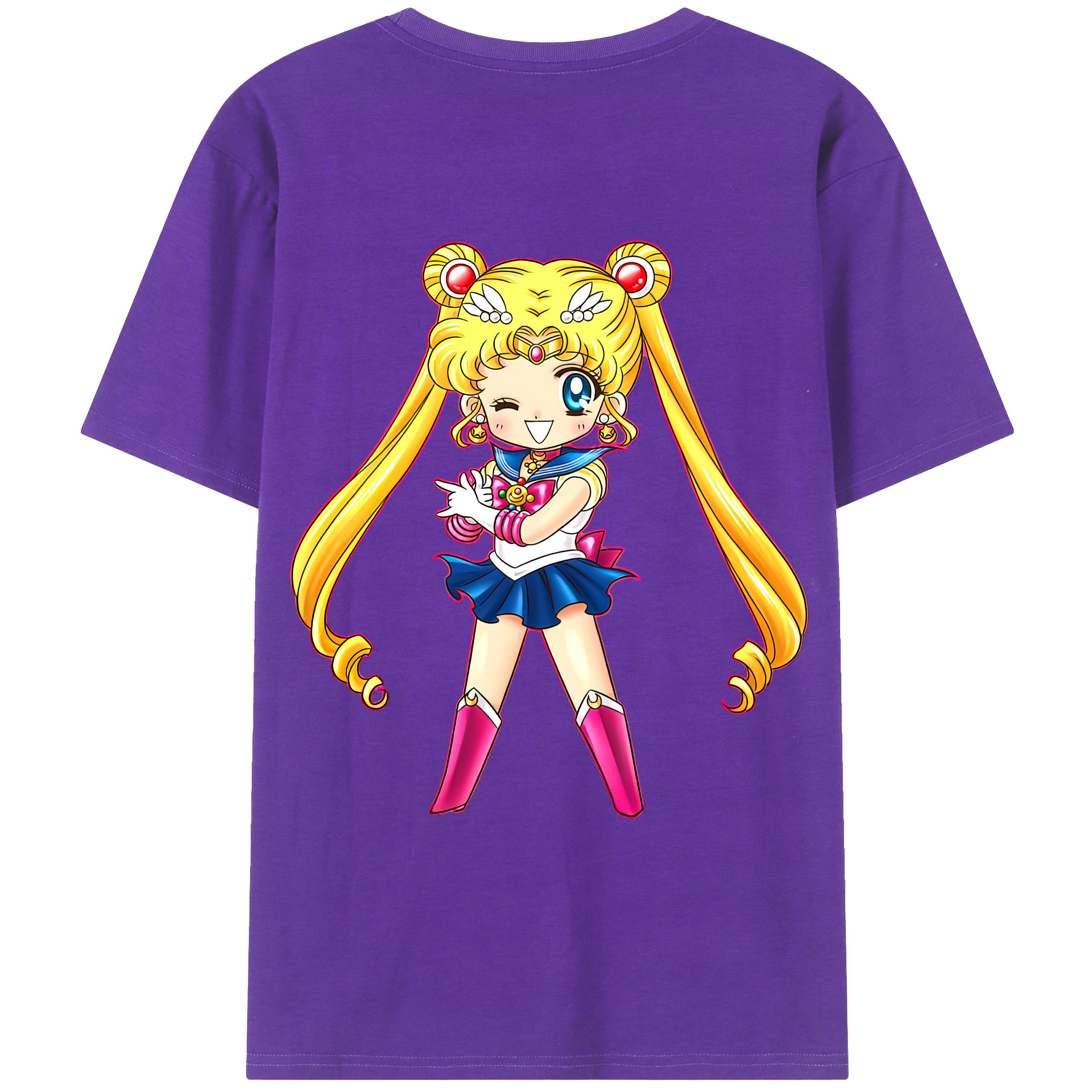 （画像用） 美少女戦士セーラームーン 月野 うさぎ つきの うさぎ Sailor Moon Tsukino Usagi 綿100％ メンズ半袖Tシャツ（バックプリント） 通気性