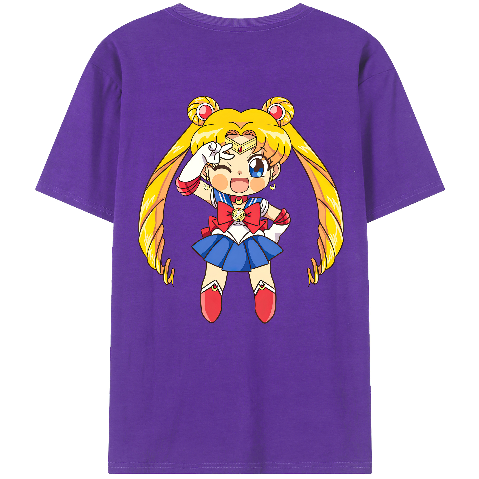（画像用） 美少女戦士セーラームーン 月野 うさぎ つきの うさぎ Sailor Moon Tsukino Usagi 綿100％ メンズ半袖Tシャツ（バックプリント） 通気性