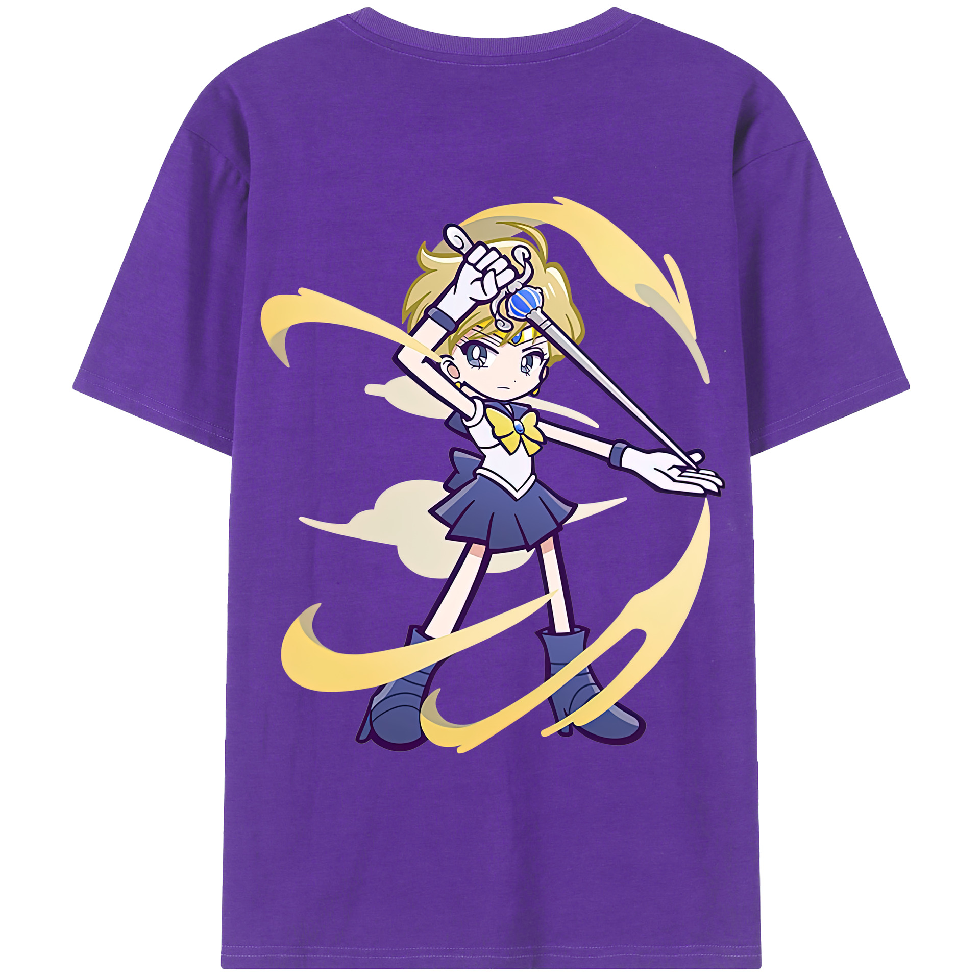 （画像用） 美少女戦士セーラームーン 天王はるか Sailor Moon Tenoh Haruka 綿100％ メンズ半袖Tシャツ（バックプリント） 通気性