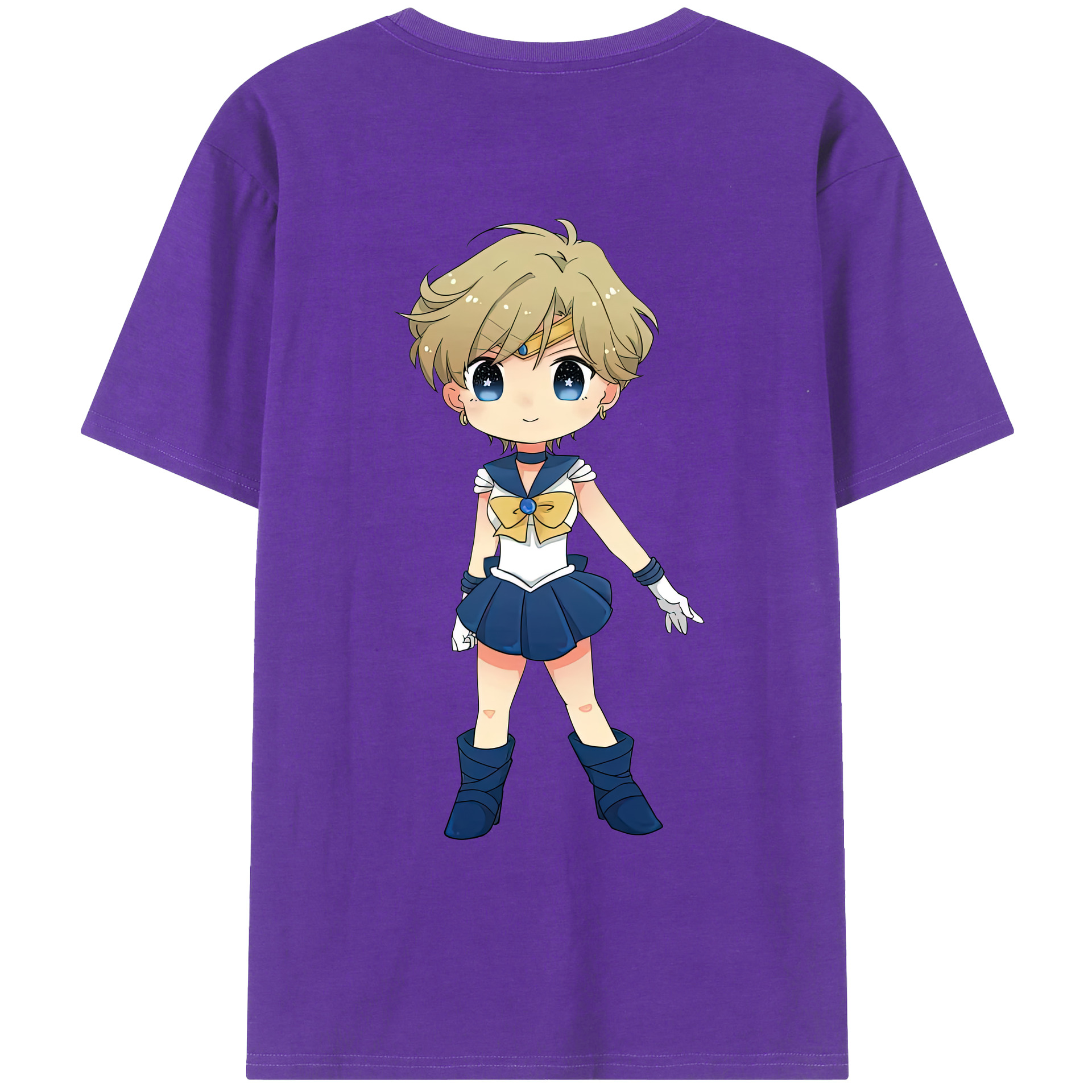 （画像用） 美少女戦士セーラームーン 天王はるか Sailor Moon Tenoh Haruka 綿100％ メンズ半袖Tシャツ（バックプリント） 通気性