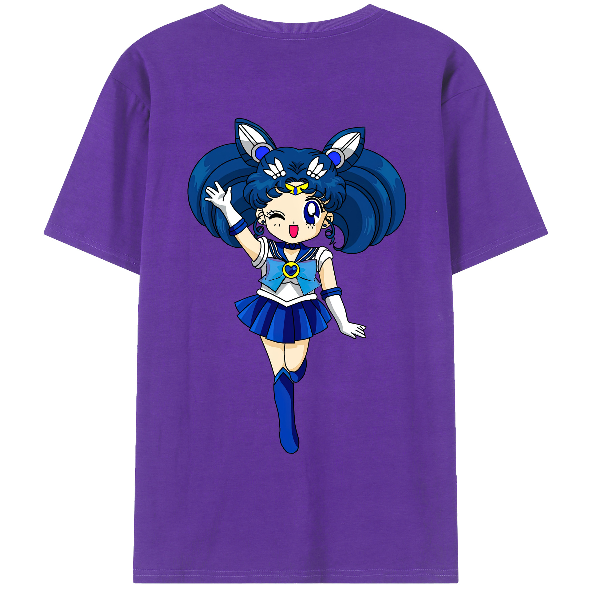 （画像用） 美少女戦士セーラームーン 水野 亜美 みずの あみ Sailor Moon Mizuno Ami 綿100％ メンズ半袖Tシャツ（バックプリント） 通気性