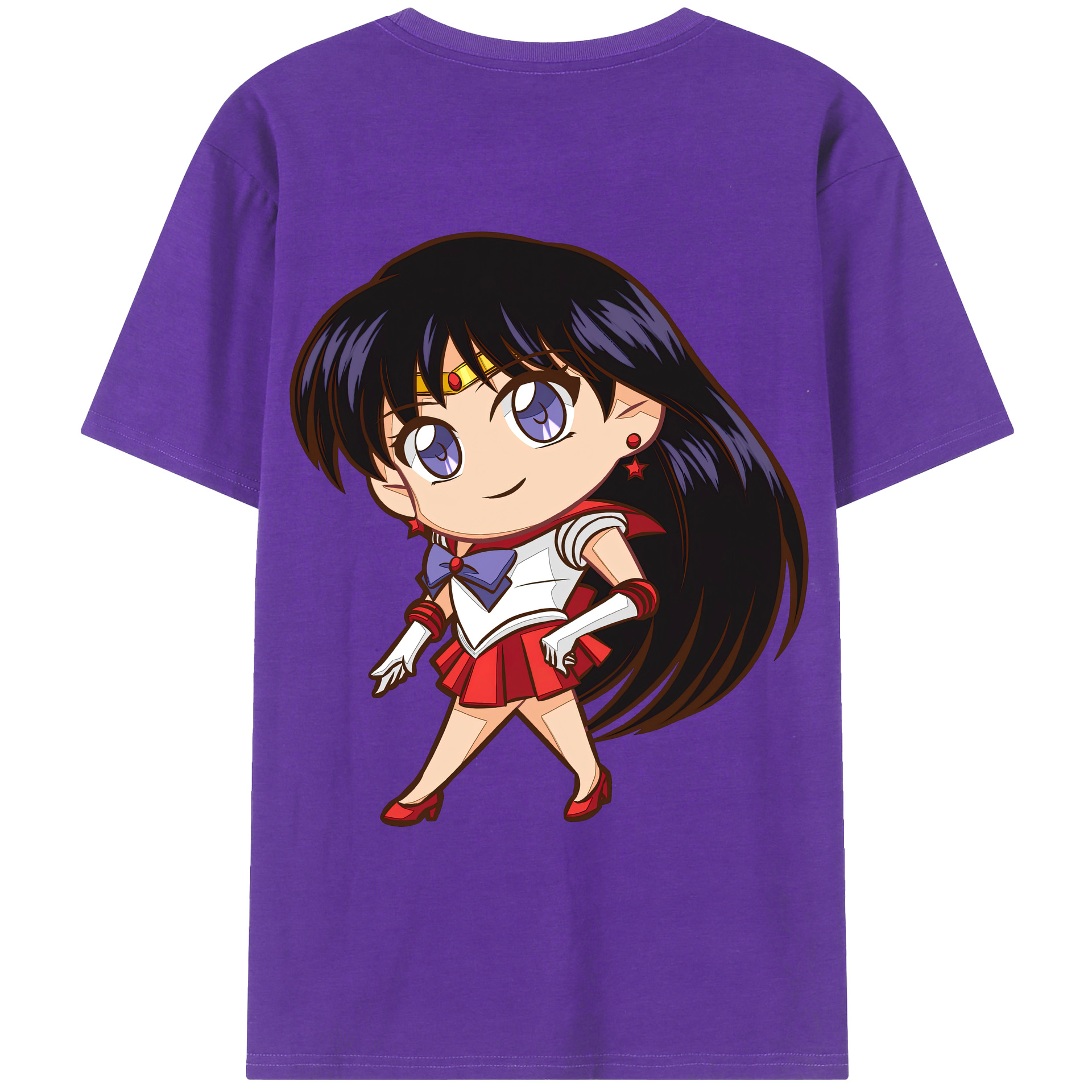 （画像用） 美少女戦士セーラームーン 火野レイ ひの レイ Sailor Moon Hino Rei （セーラーマーズ,Sailor Mars） 綿100％ メンズ半袖Tシャツ（バックプリント） 通気性