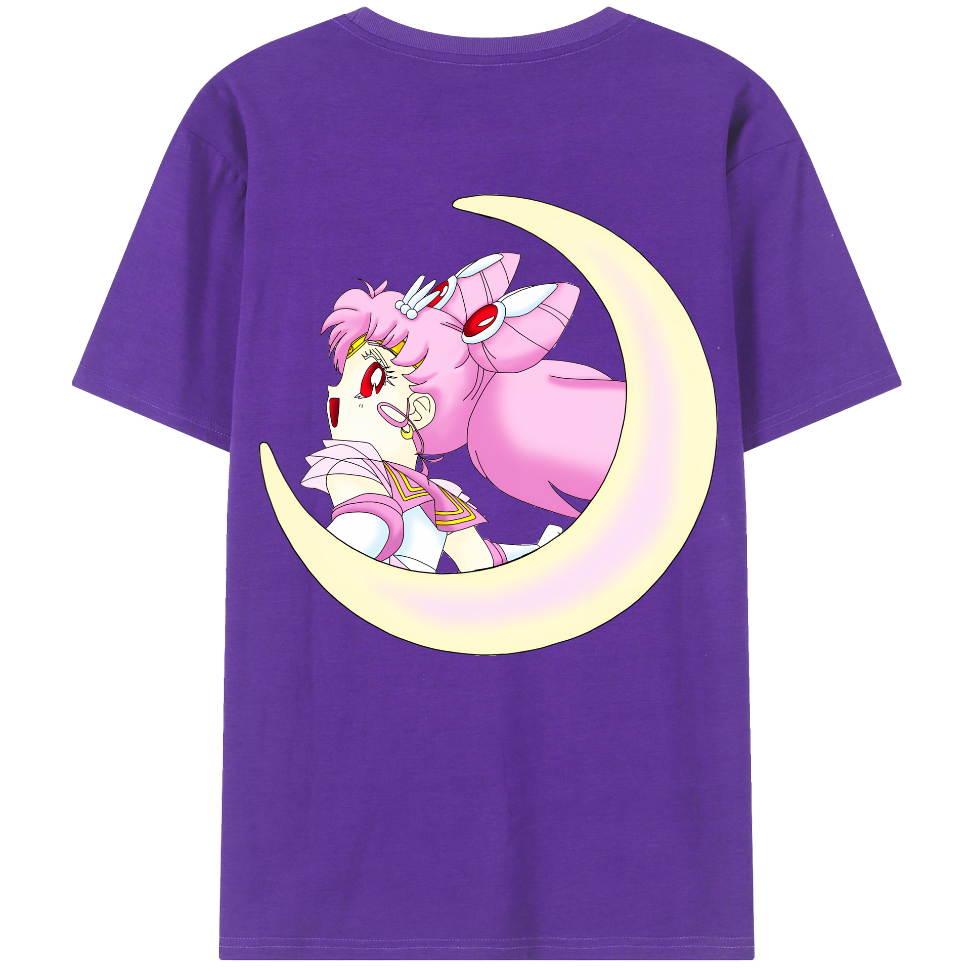 （画像用） 美少女戦士セーラームーン ちびうさ Sailor Moon Chibiusa Tsukino Usagi Small Lady Serenity 綿100％ メンズ半袖Tシャツ（バックプリント） 通気性