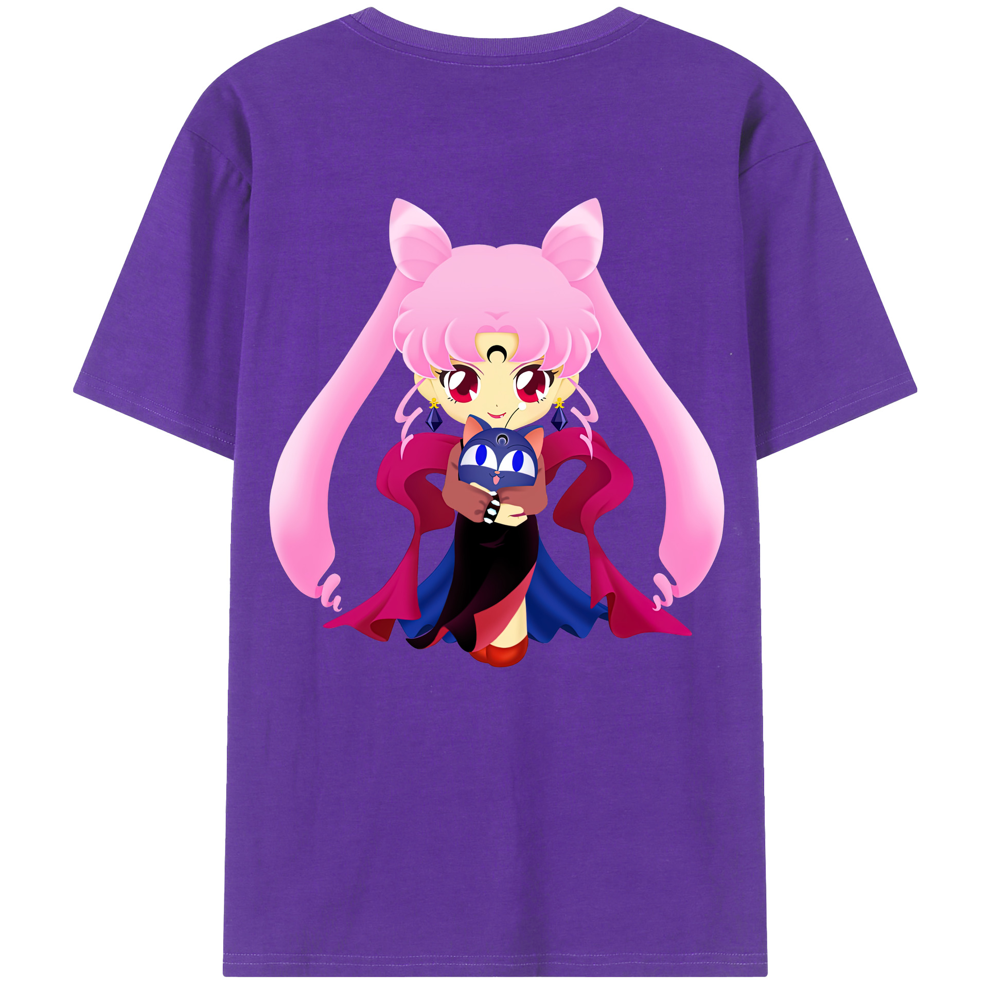 （画像用） 美少女戦士セーラームーン ちびうさ Sailor Moon Chibiusa Tsukino Usagi Small Lady Serenity 綿100％ メンズ半袖Tシャツ（バックプリント） 通気性