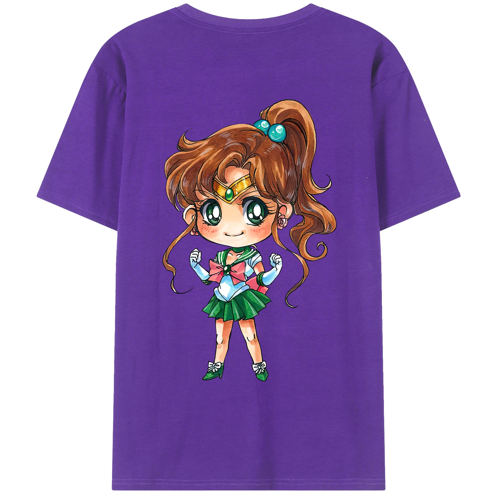 （画像用） 美少女戦士セーラームーン 木野 まこと きの まこと Sailor Moon Kino Makoto （セーラージュピター；Sailor Jupiter） 綿100％ メンズ半袖Tシャツ（バックプリント） 通気性