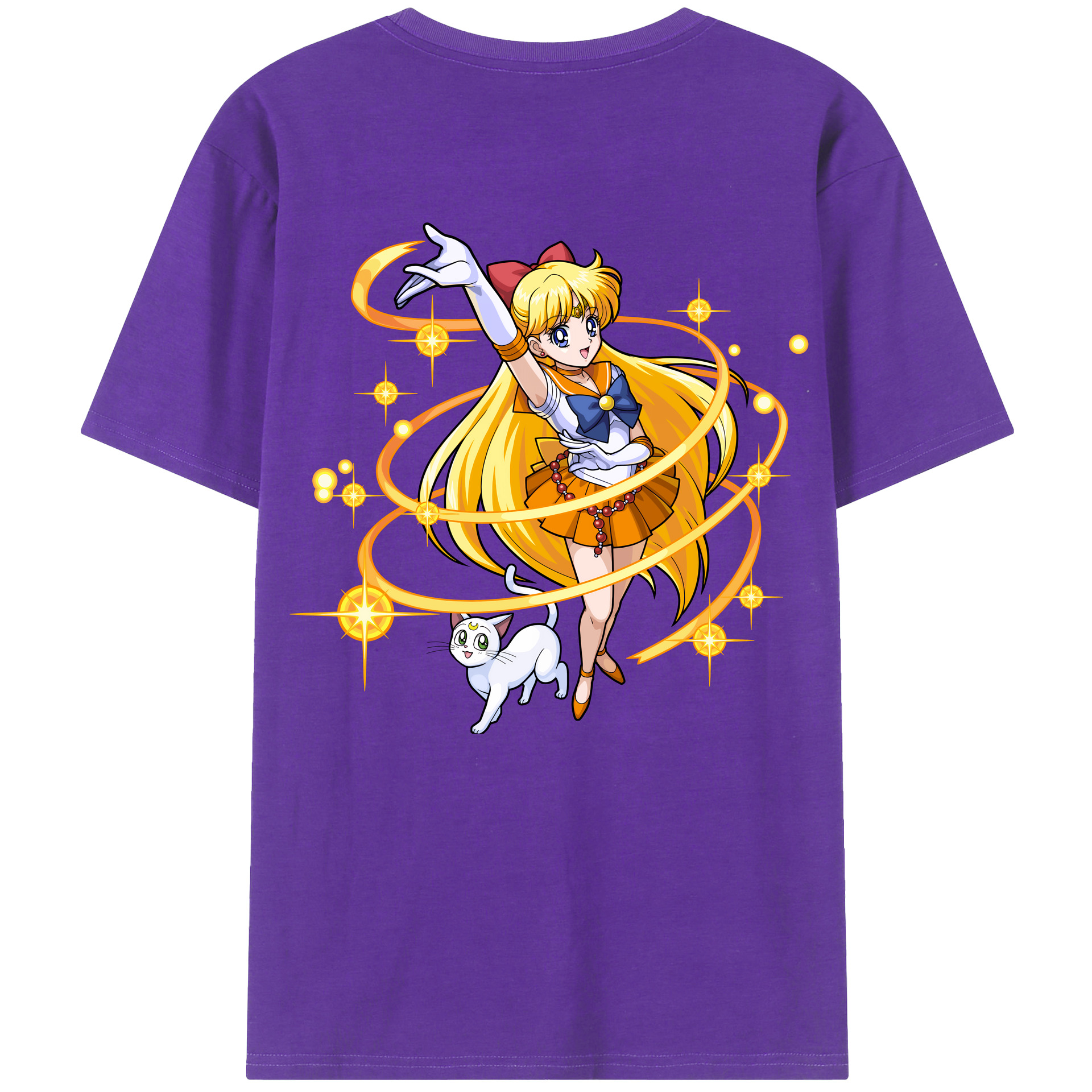 （画像用） 美少女戦士セーラームーン 愛野 美奈子 あいの みなこ Sailor Moon Aino Minako 綿100％ メンズ半袖Tシャツ（バックプリント） 通気性