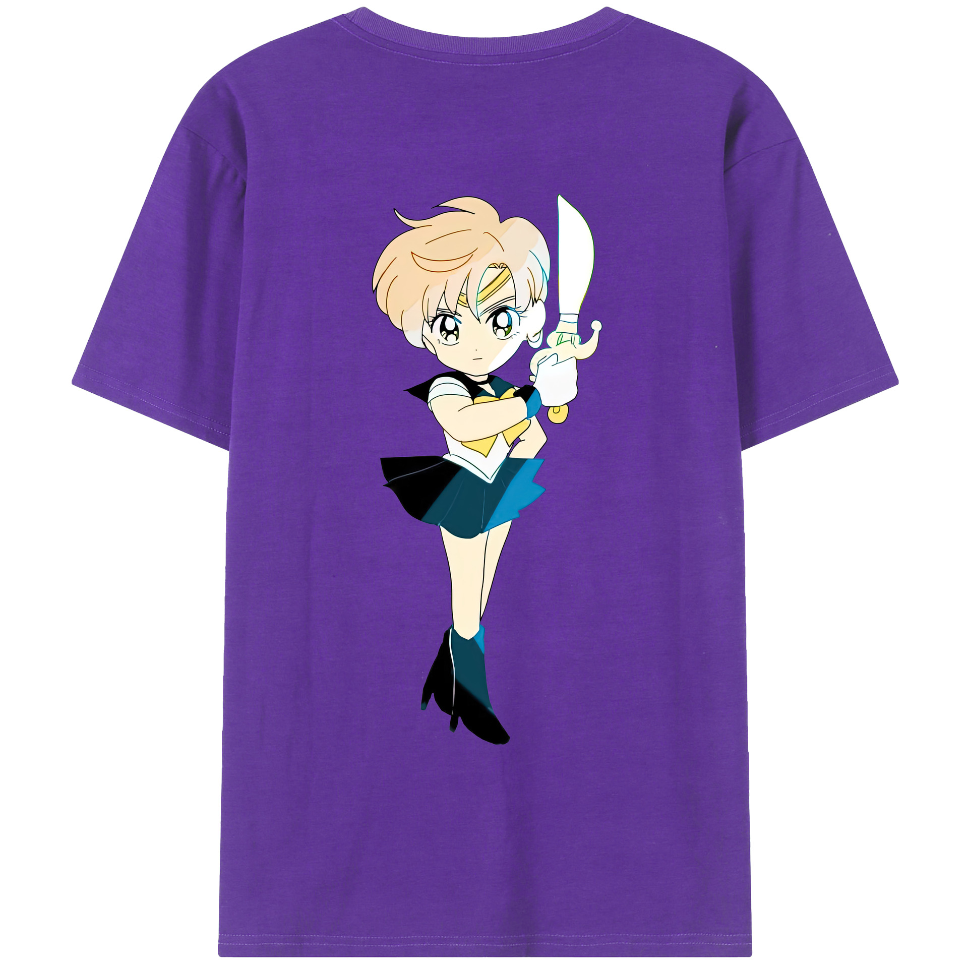 （画像用） 美少女戦士セーラームーン 天王はるか Sailor Moon Tenoh Haruka 綿100％ メンズ半袖Tシャツ（バックプリント） 通気性