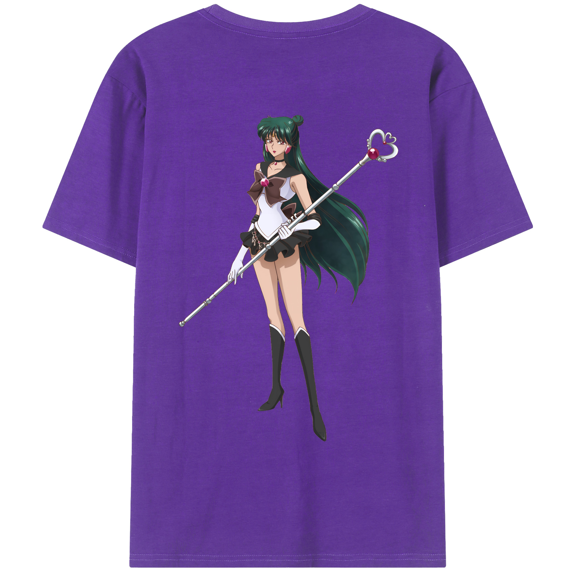 （画像用） 美少女戦士セーラームーン 冥王せつな Sailor Moon Meiou Setsuna 綿100％ メンズ半袖Tシャツ（バックプリント） 通気性