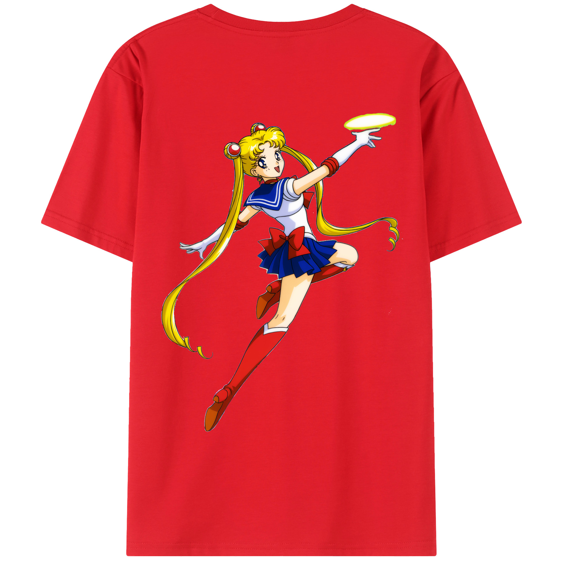 （画像用） 美少女戦士セーラームーン 月野 うさぎ つきの うさぎ Sailor Moon Tsukino Usagi 綿100％ メンズ半袖Tシャツ（バックプリント） 通気性