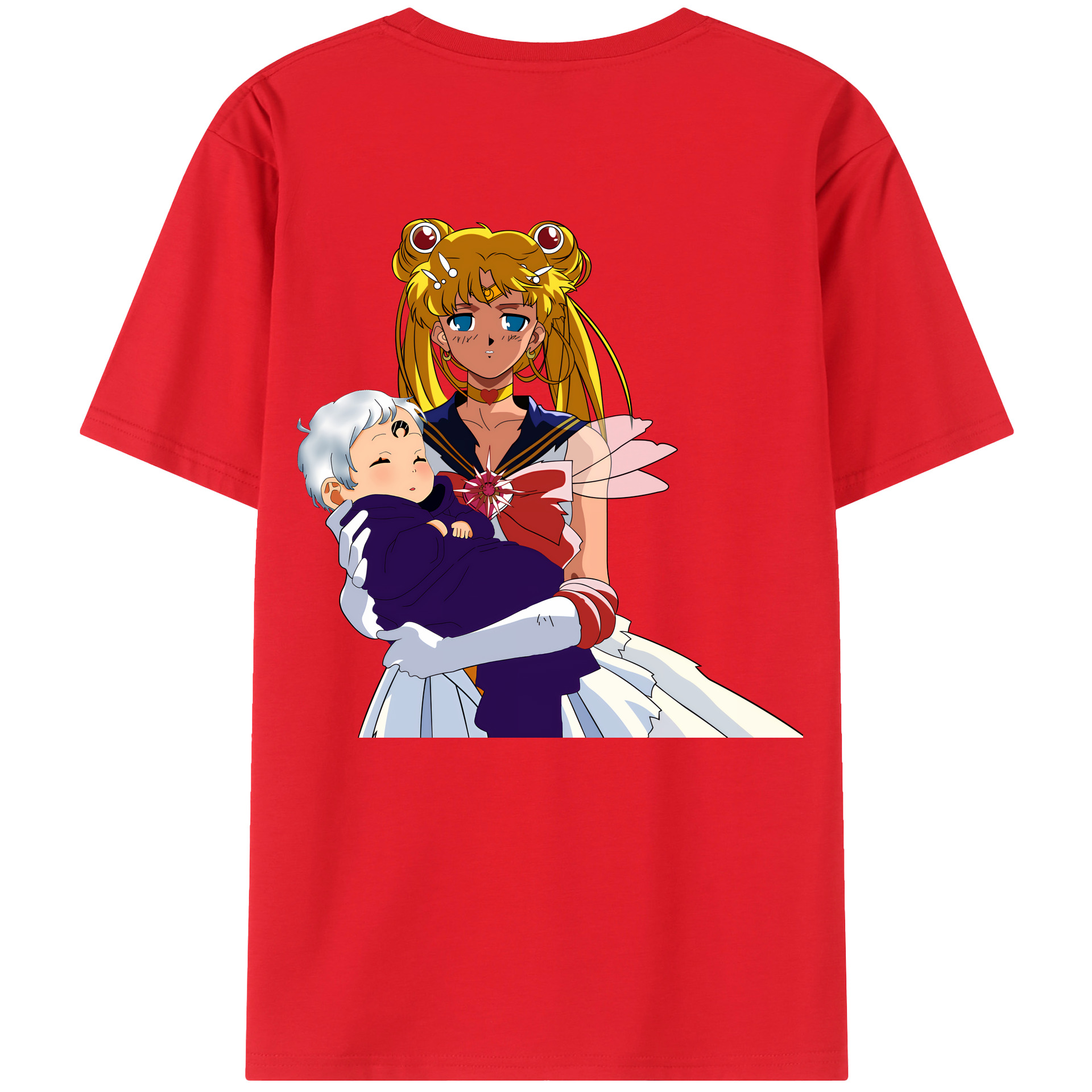 （画像用） 美少女戦士セーラームーン 月野 うさぎ つきの うさぎ Sailor Moon Tsukino Usagi 綿100％ メンズ半袖Tシャツ（バックプリント） 通気性