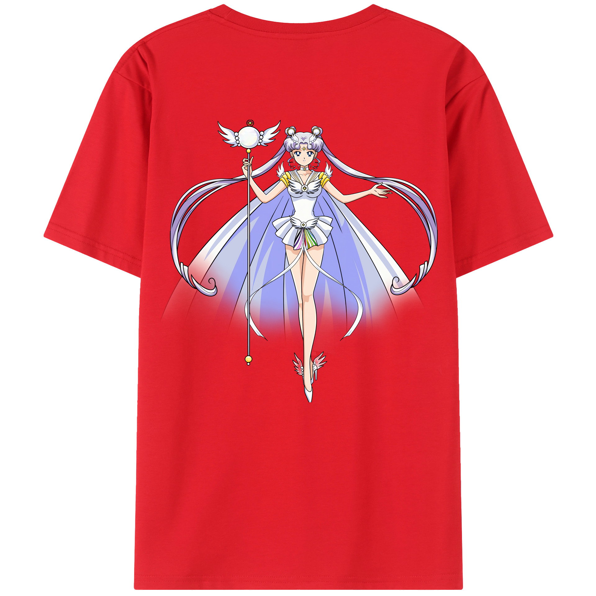 （画像用） 美少女戦士セーラームーン 月野 うさぎ つきの うさぎ Sailor Moon Tsukino Usagi 綿100％ メンズ半袖Tシャツ（バックプリント） 通気性