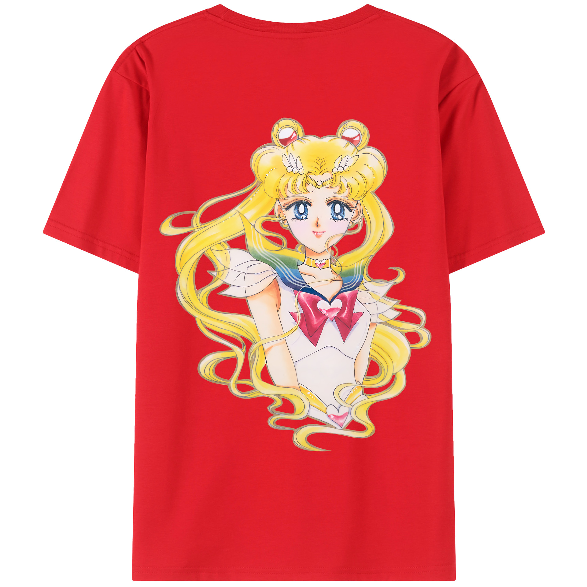 （画像用） 美少女戦士セーラームーン 月野 うさぎ つきの うさぎ Sailor Moon Tsukino Usagi 綿100％ メンズ半袖Tシャツ（バックプリント） 通気性