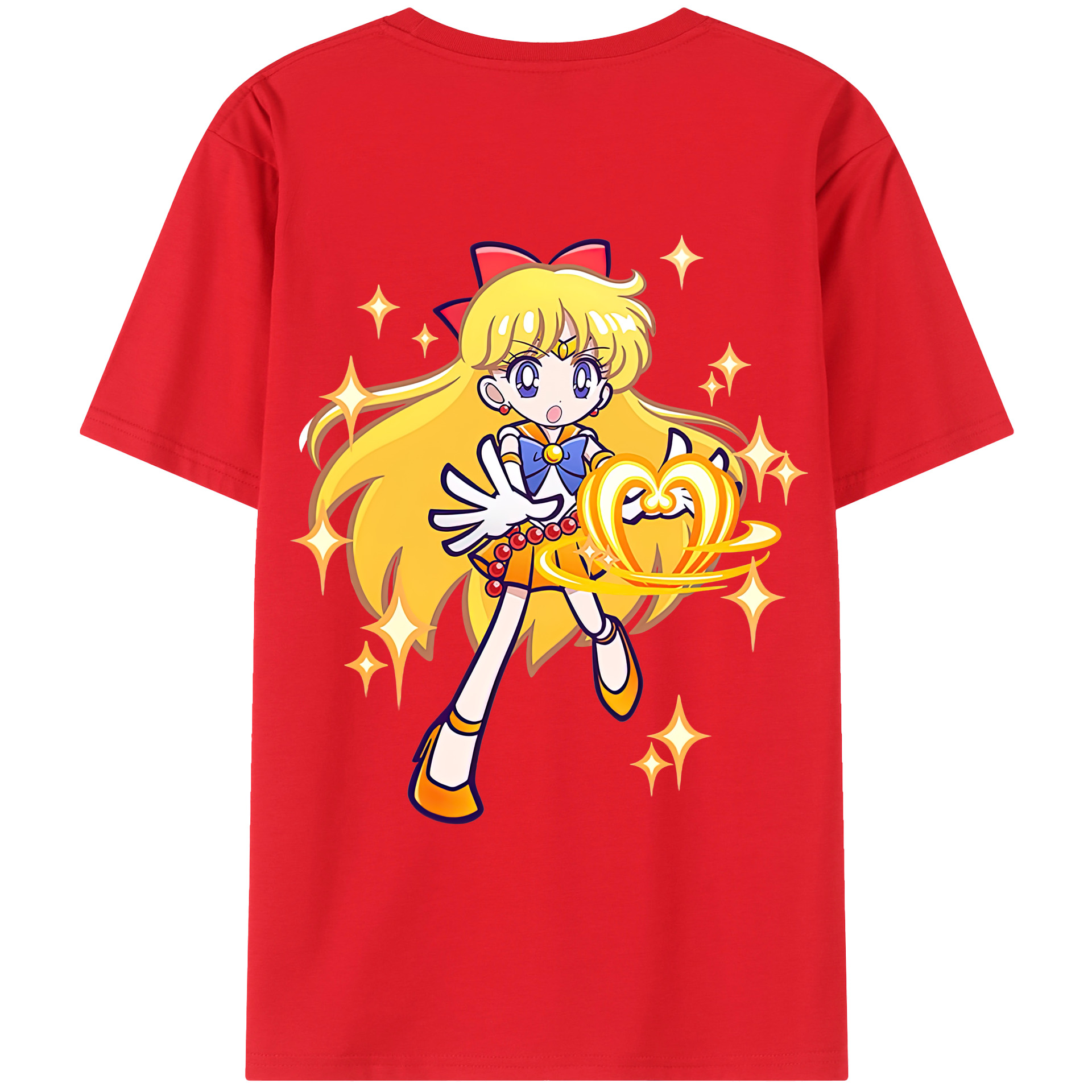 （画像用） 美少女戦士セーラームーン 愛野 美奈子 あいの みなこ Sailor Moon Aino Minako 綿100％ メンズ半袖Tシャツ（バックプリント） 通気性
