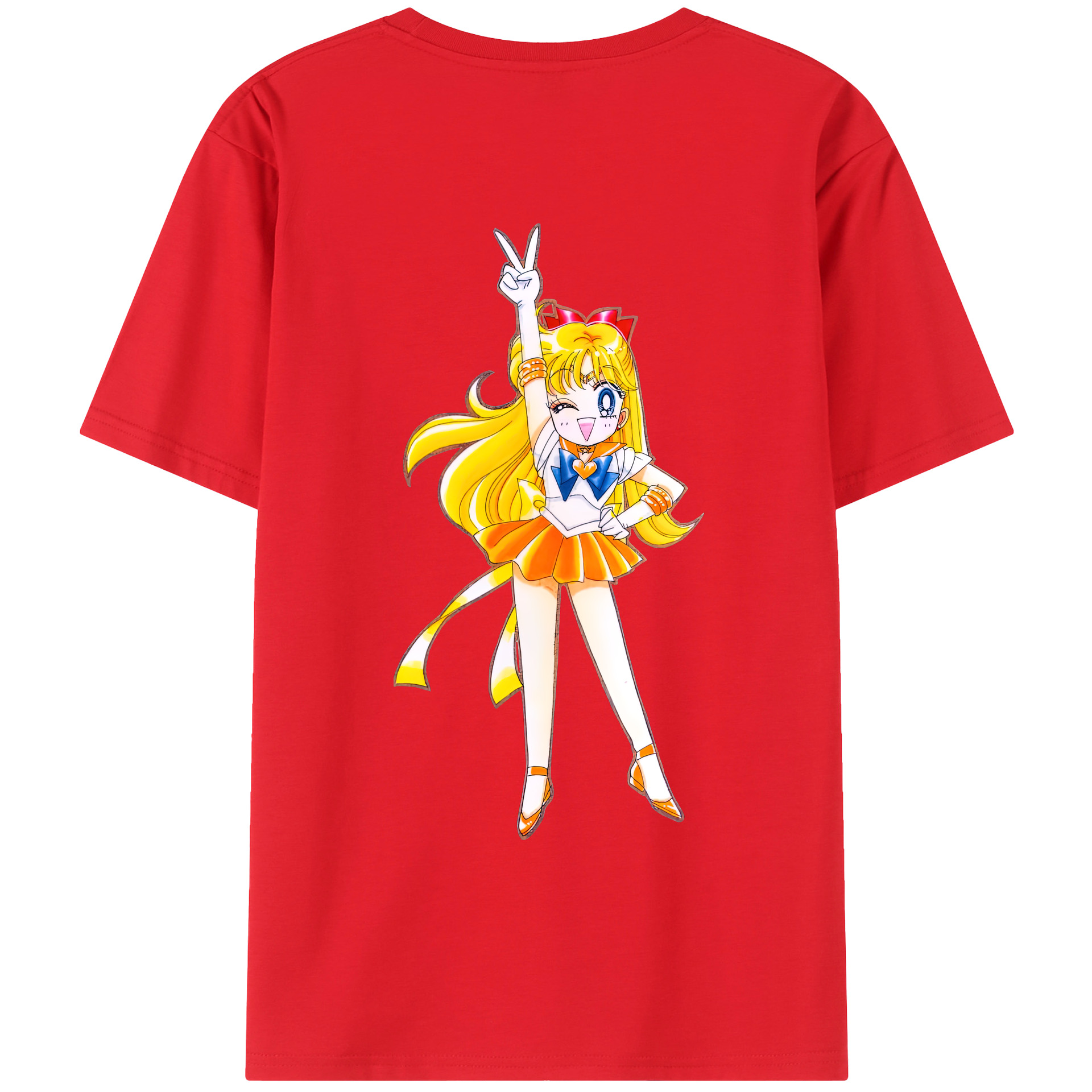 （画像用） 美少女戦士セーラームーン 愛野 美奈子 あいの みなこ Sailor Moon Aino Minako 綿100％ メンズ半袖Tシャツ（バックプリント） 通気性