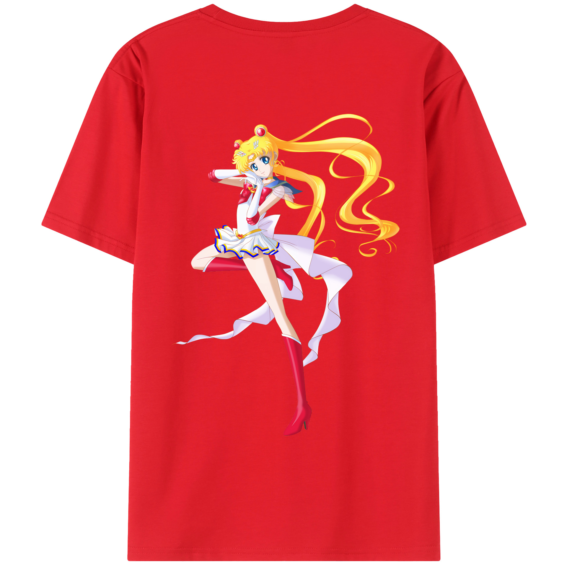 （画像用） 美少女戦士セーラームーン 月野 うさぎ つきの うさぎ Sailor Moon Tsukino Usagi 綿100％ メンズ半袖Tシャツ（バックプリント） 通気性