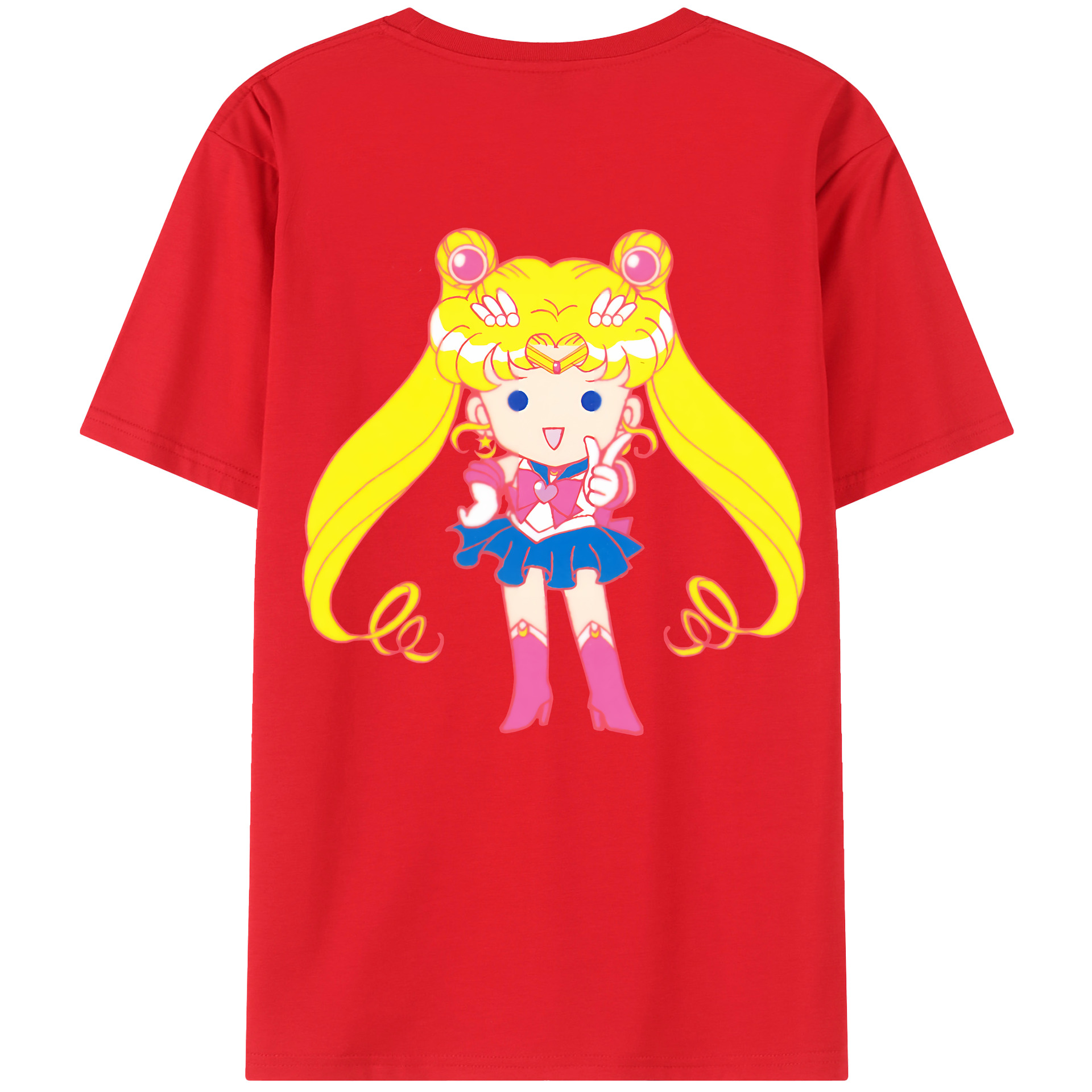 （画像用） 美少女戦士セーラームーン 月野 うさぎ つきの うさぎ Sailor Moon Tsukino Usagi 綿100％ メンズ半袖Tシャツ（バックプリント） 通気性