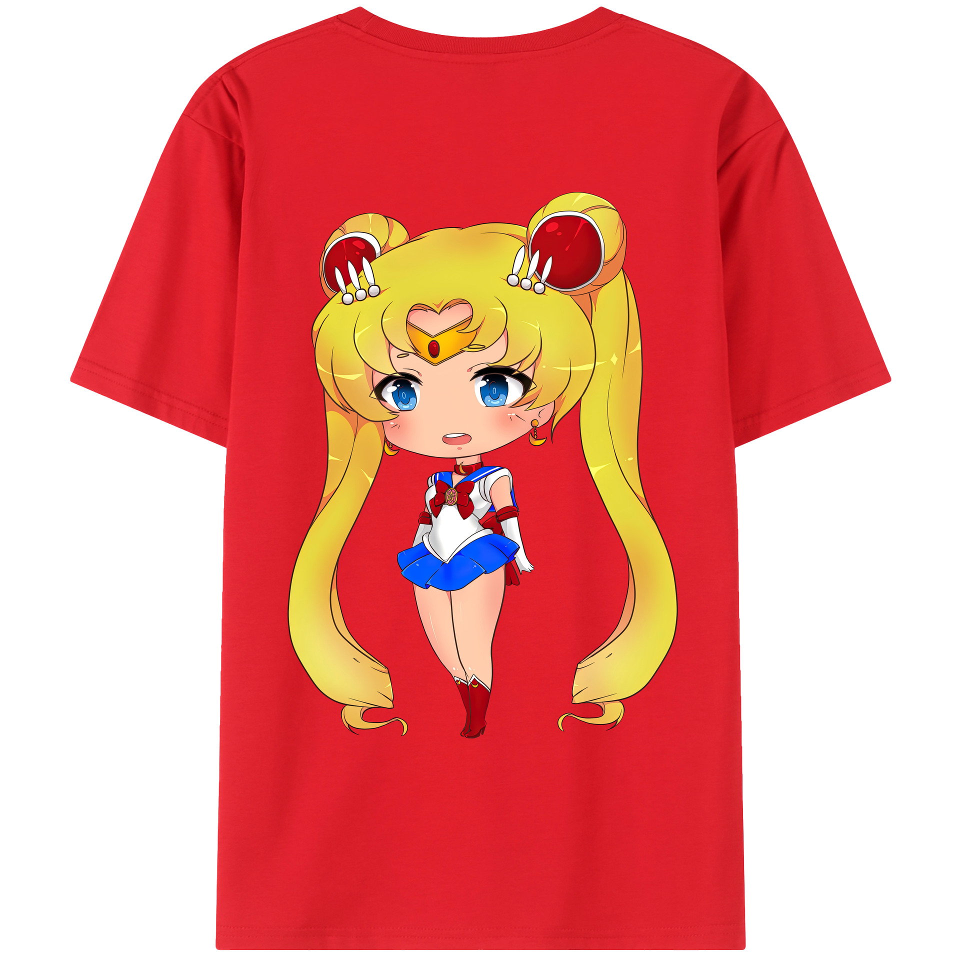 （画像用） 美少女戦士セーラームーン 月野 うさぎ つきの うさぎ Sailor Moon Tsukino Usagi 綿100％ メンズ半袖Tシャツ（バックプリント） 通気性