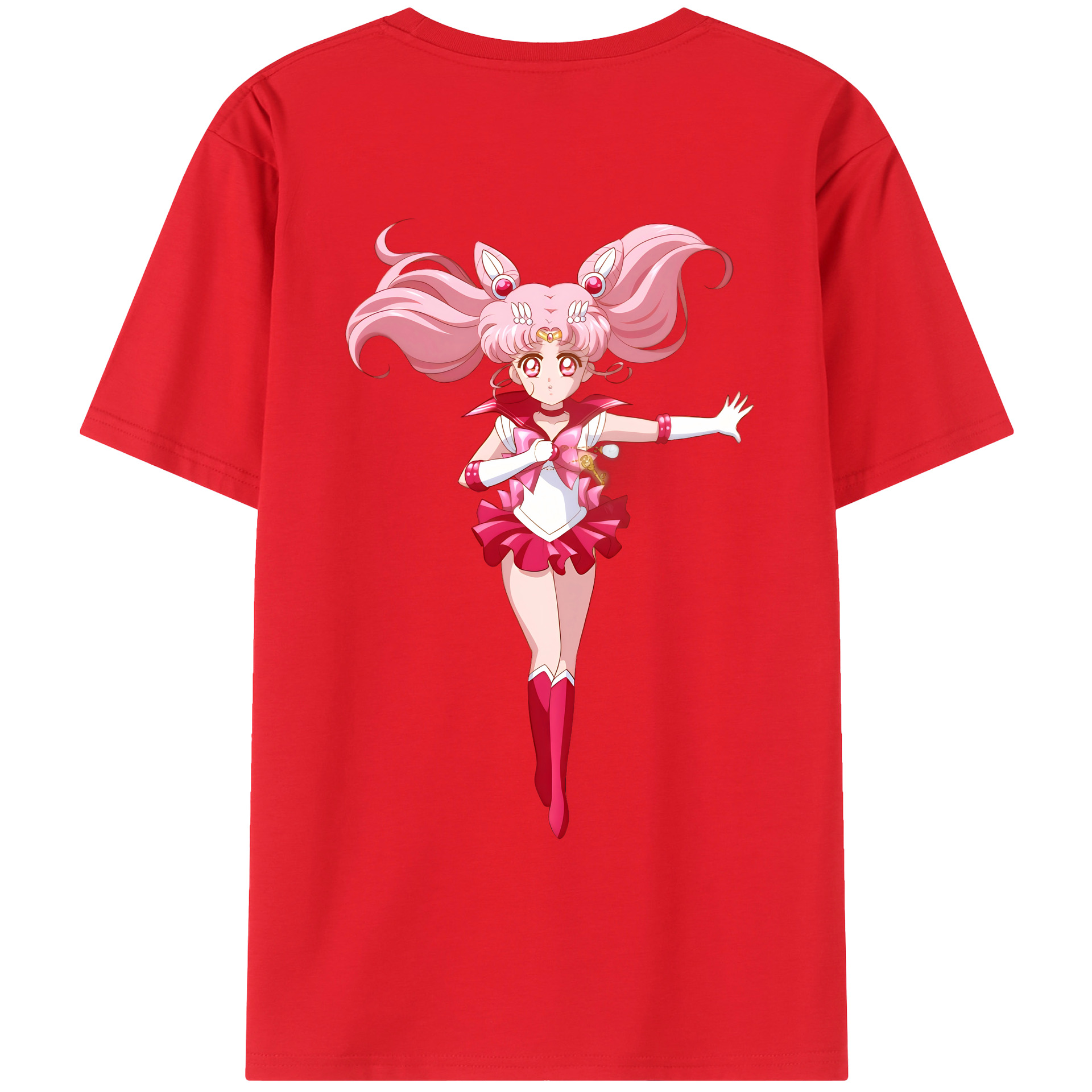 （画像用） 美少女戦士セーラームーン ちびうさ Sailor Moon Chibiusa Tsukino Usagi Small Lady Serenity 綿100％ メンズ半袖Tシャツ（バックプリント） 通気性