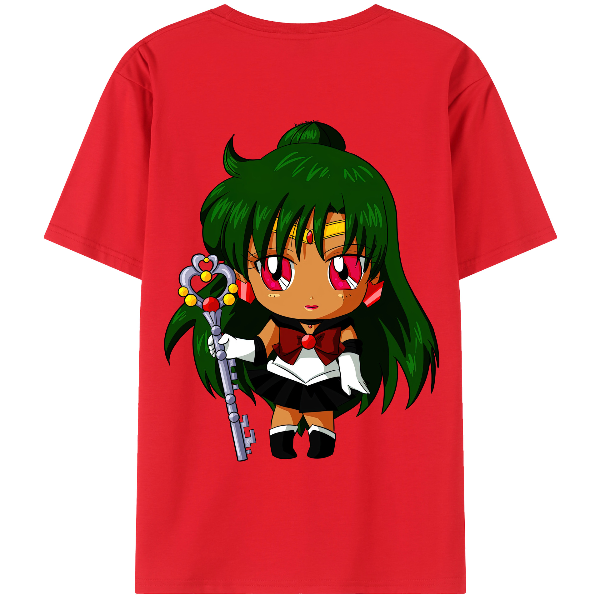 （画像用） 美少女戦士セーラームーン 冥王せつな Sailor Moon Meiou Setsuna 綿100％ メンズ半袖Tシャツ（バックプリント） 通気性
