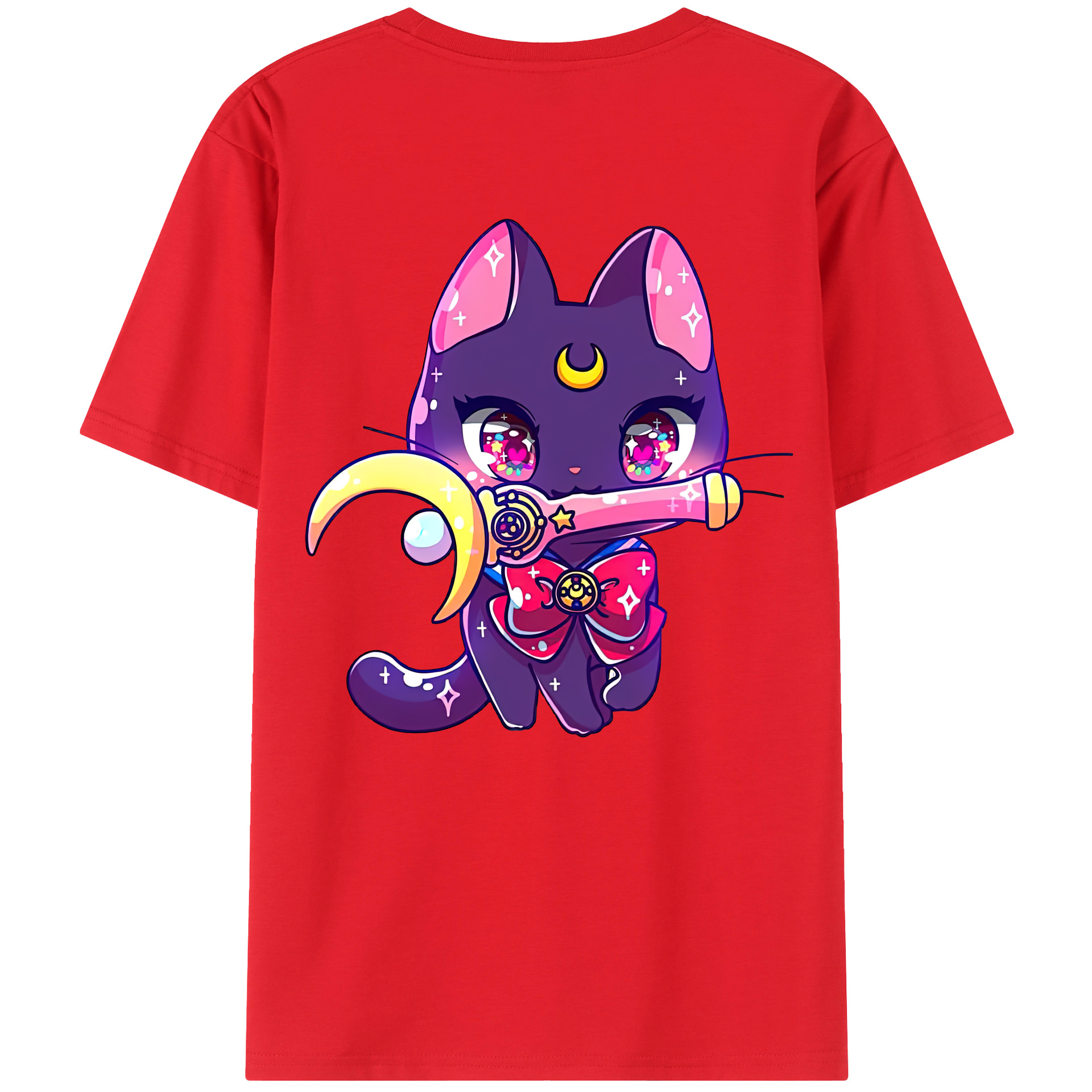 （画像用） 美少女戦士セーラームーン Sailor Moon 綿100％ メンズ半袖Tシャツ（バックプリント） 通気性
