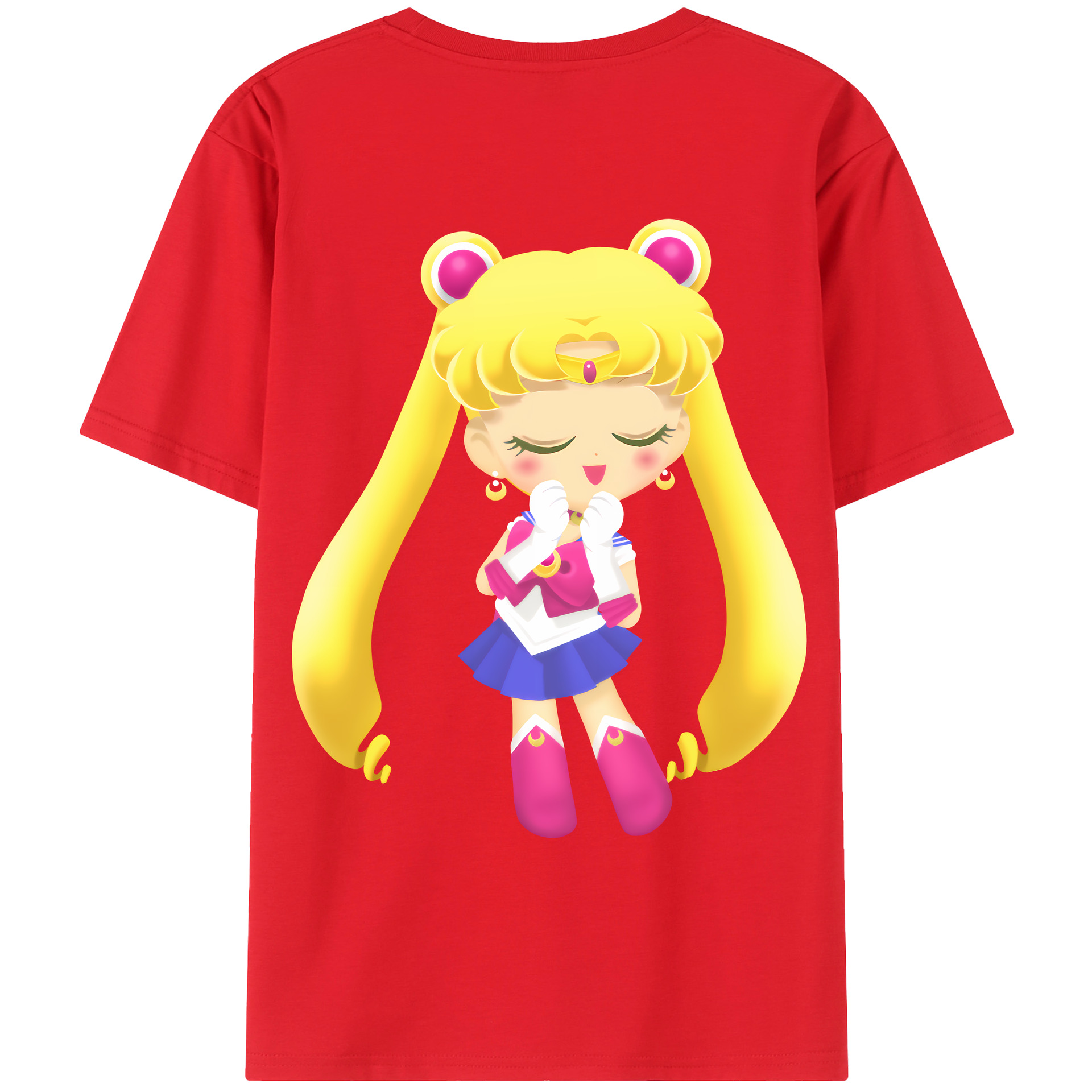 （画像用） 美少女戦士セーラームーン 月野 うさぎ つきの うさぎ Sailor Moon Tsukino Usagi 綿100％ メンズ半袖Tシャツ（バックプリント） 通気性