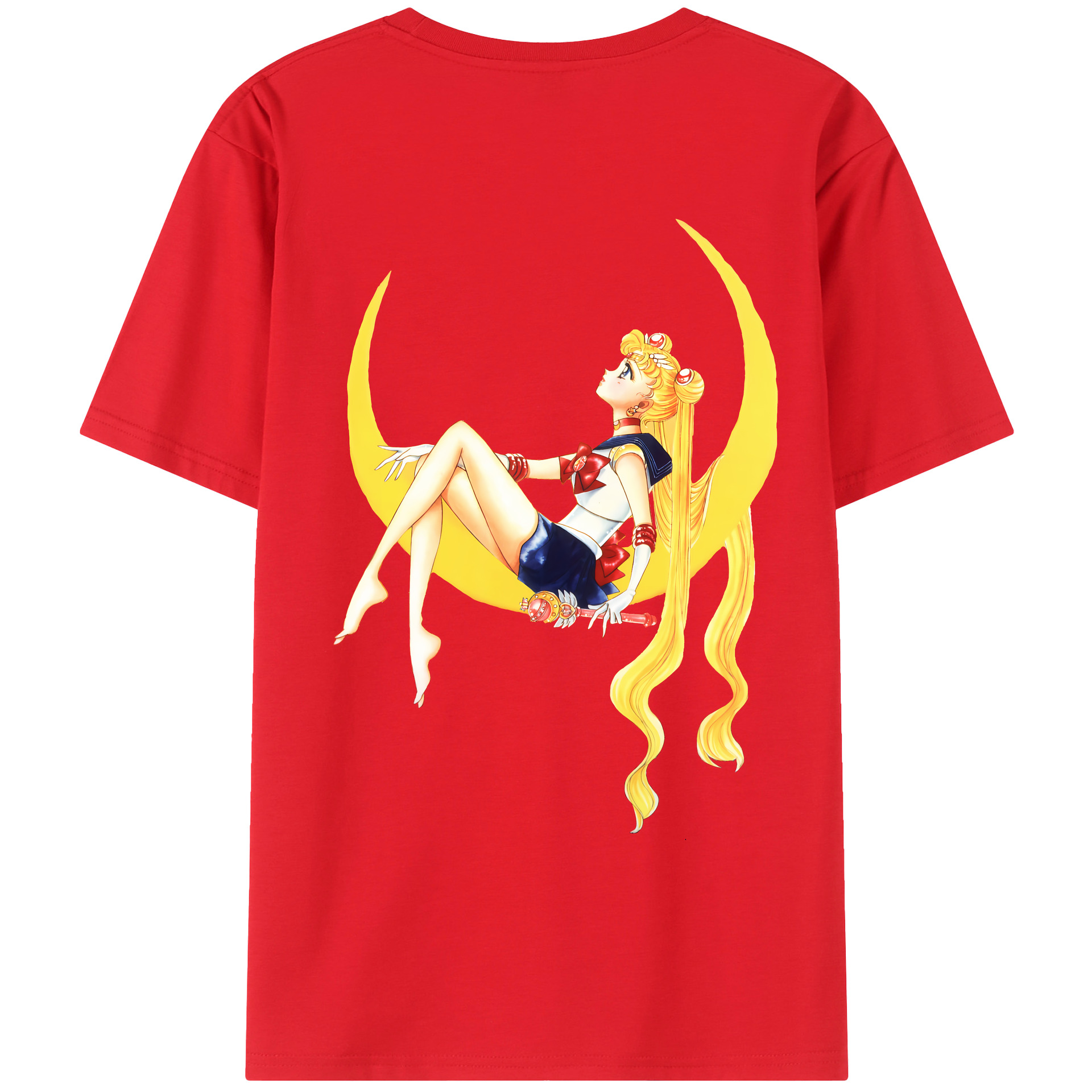 （画像用） 美少女戦士セーラームーン 月野 うさぎ つきの うさぎ Sailor Moon Tsukino Usagi 綿100％ メンズ半袖Tシャツ（バックプリント） 通気性
