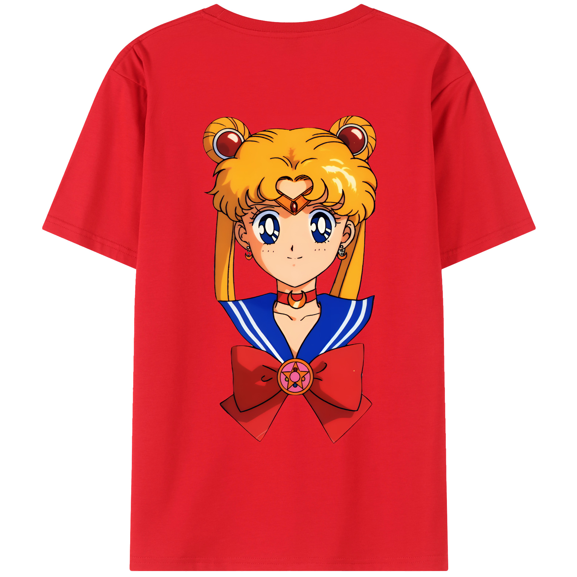 （画像用） 美少女戦士セーラームーン 月野 うさぎ つきの うさぎ Sailor Moon Tsukino Usagi 綿100％ メンズ半袖Tシャツ（バックプリント） 通気性