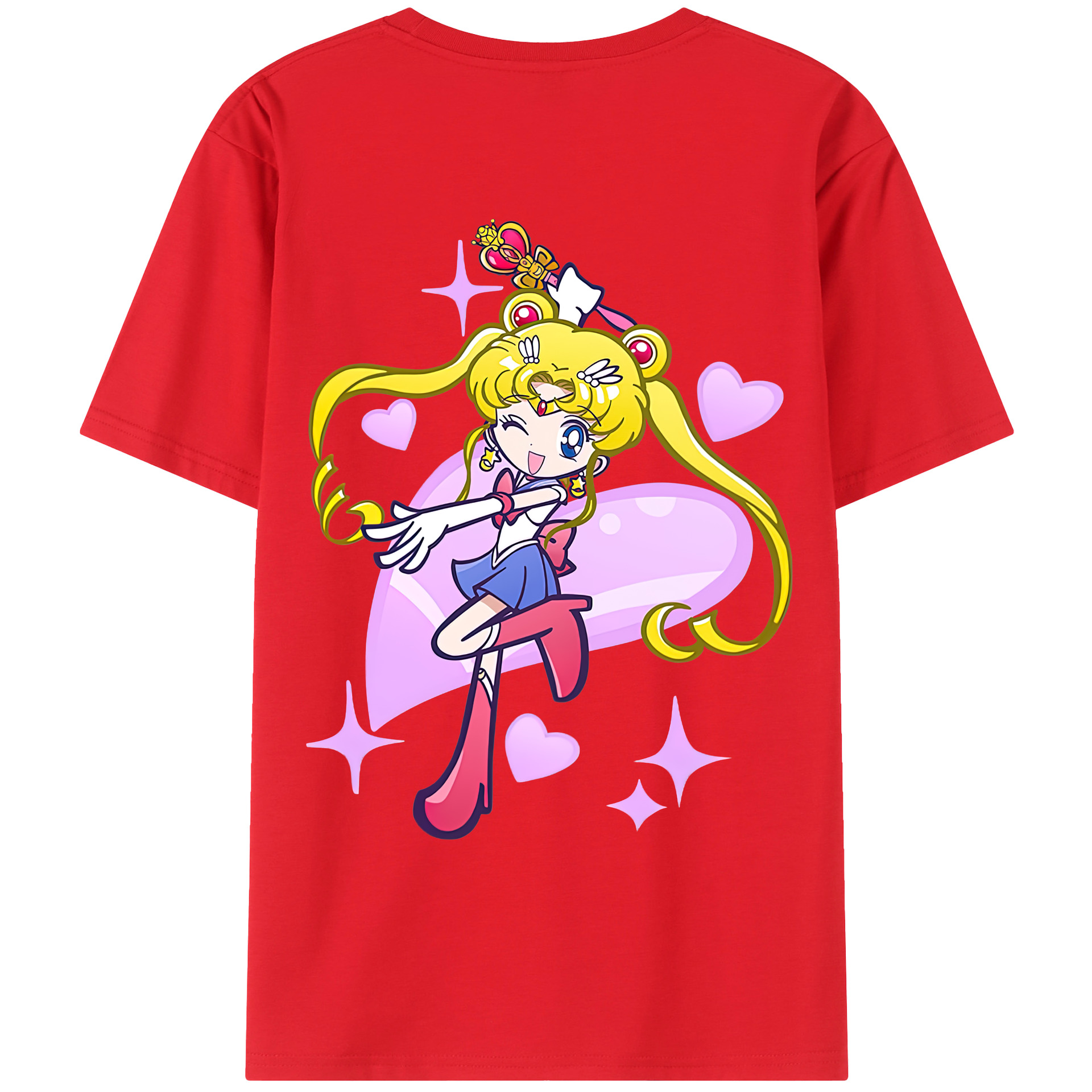 （画像用） 美少女戦士セーラームーン 月野 うさぎ つきの うさぎ Sailor Moon Tsukino Usagi 綿100％ メンズ半袖Tシャツ（バックプリント） 通気性
