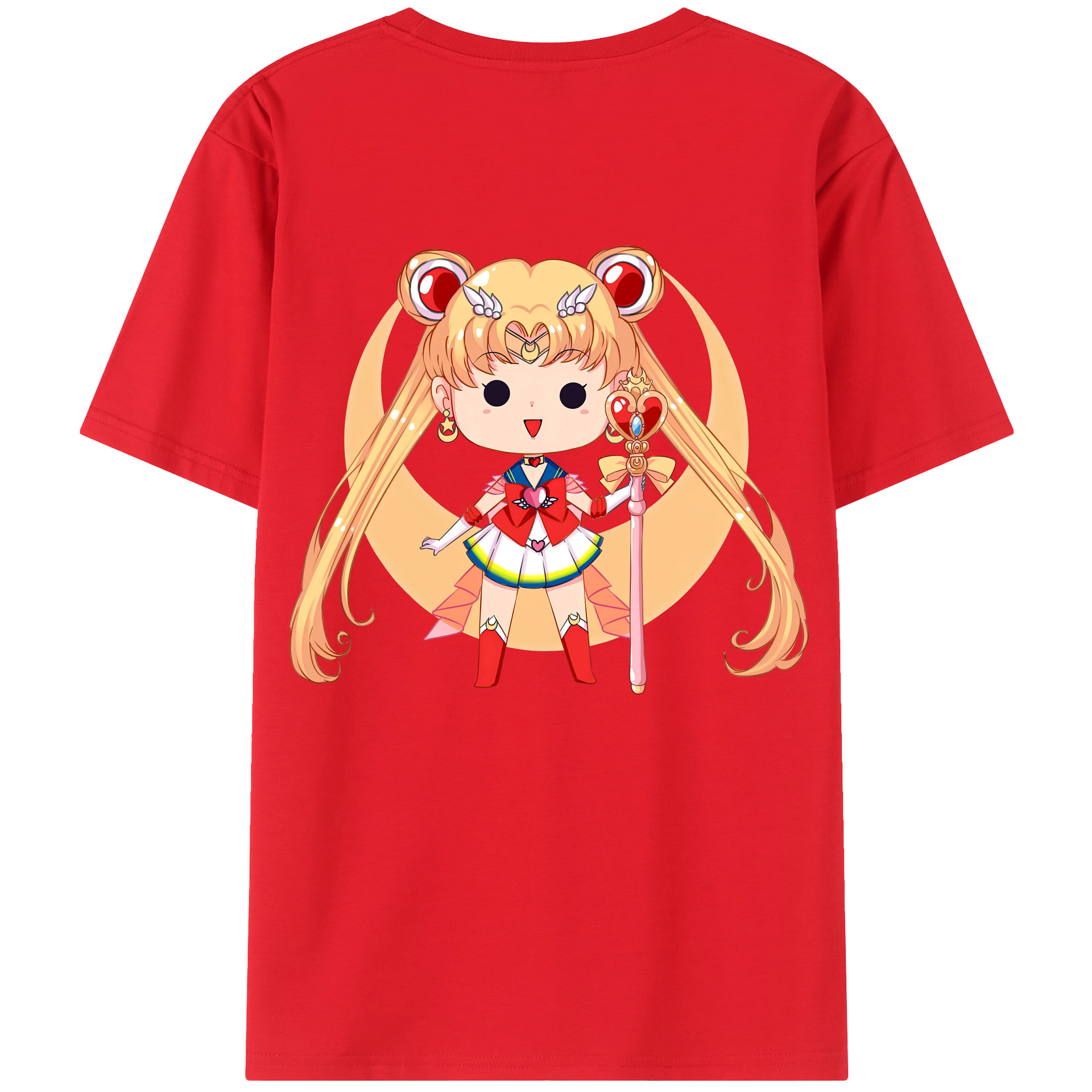 （画像用） 美少女戦士セーラームーン 月野 うさぎ つきの うさぎ Sailor Moon Tsukino Usagi 綿100％ メンズ半袖Tシャツ（バックプリント） 通気性